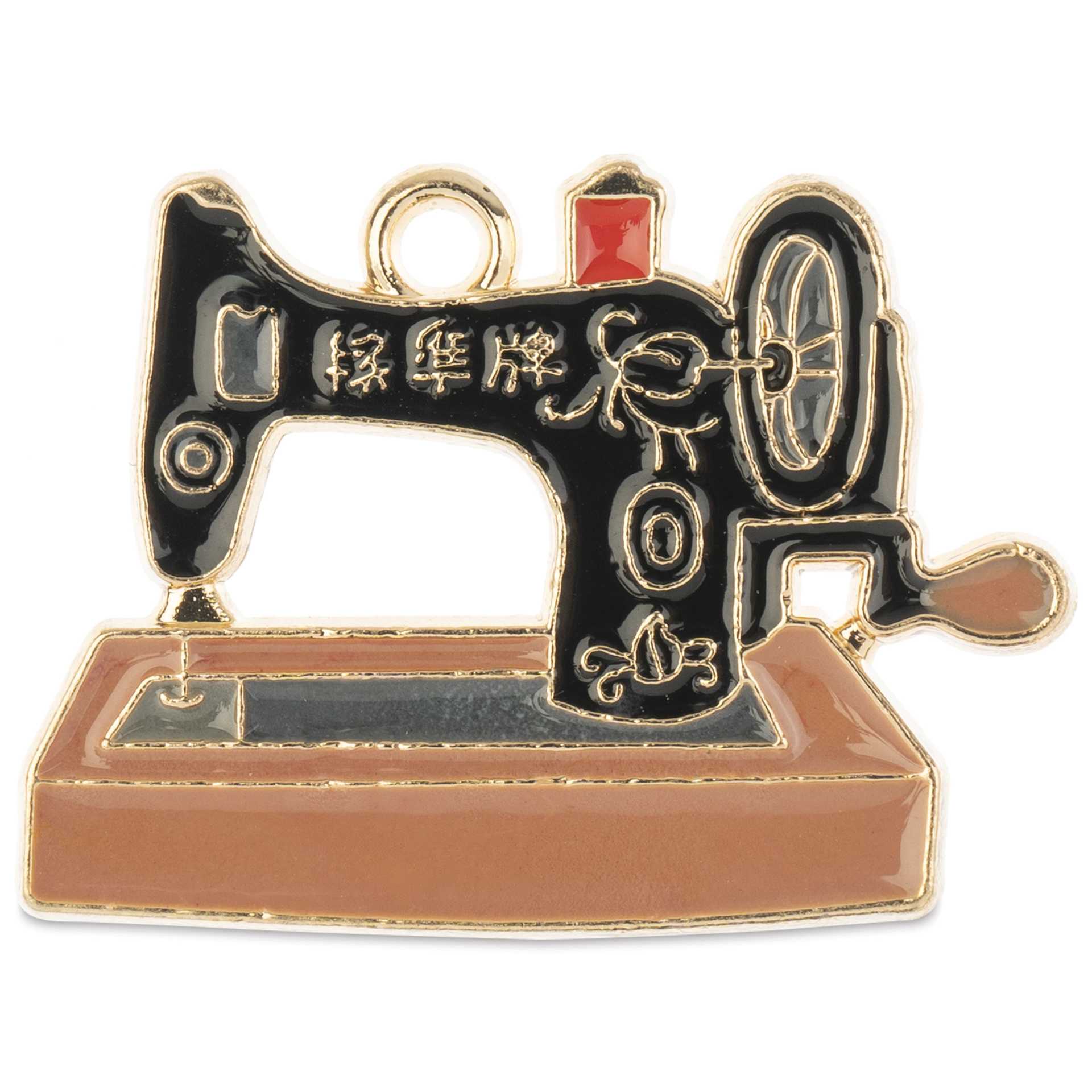 John Bead Sweet & Petite Enamel Charm - Sewing Machine, Black showing single charm
