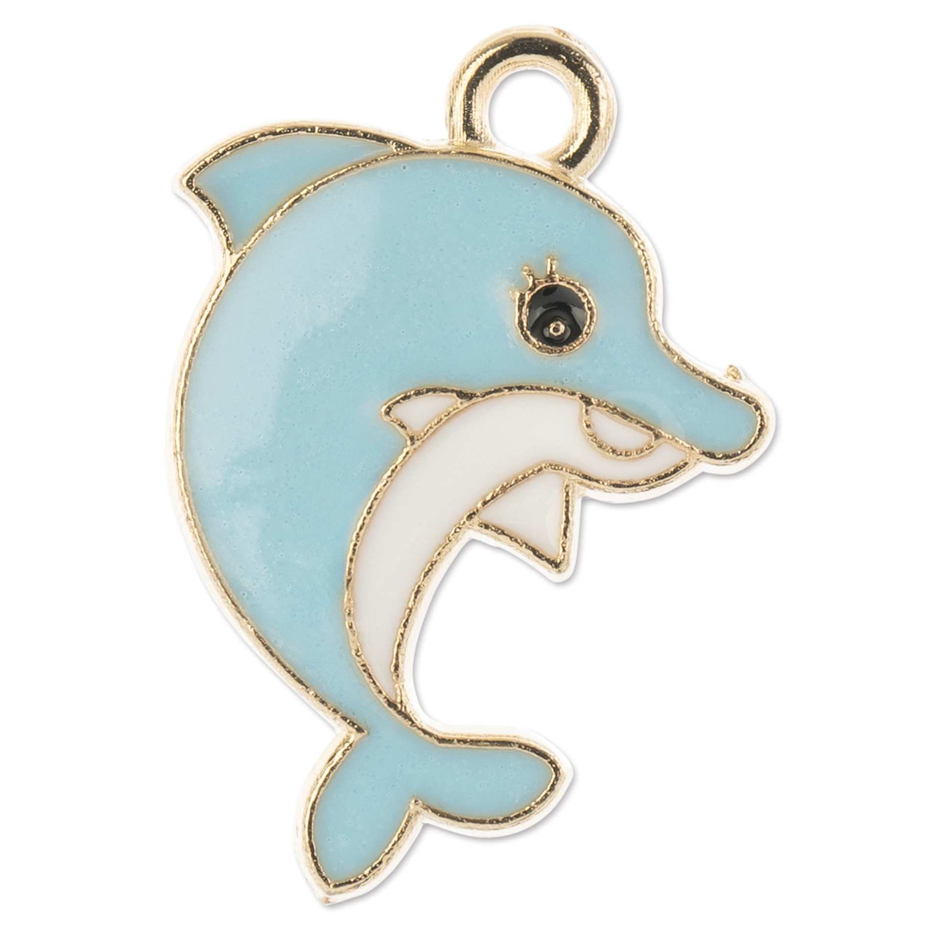 John Bead Sweet & Petite Enamel Charm - Dolphin, Blue and White showing single charm