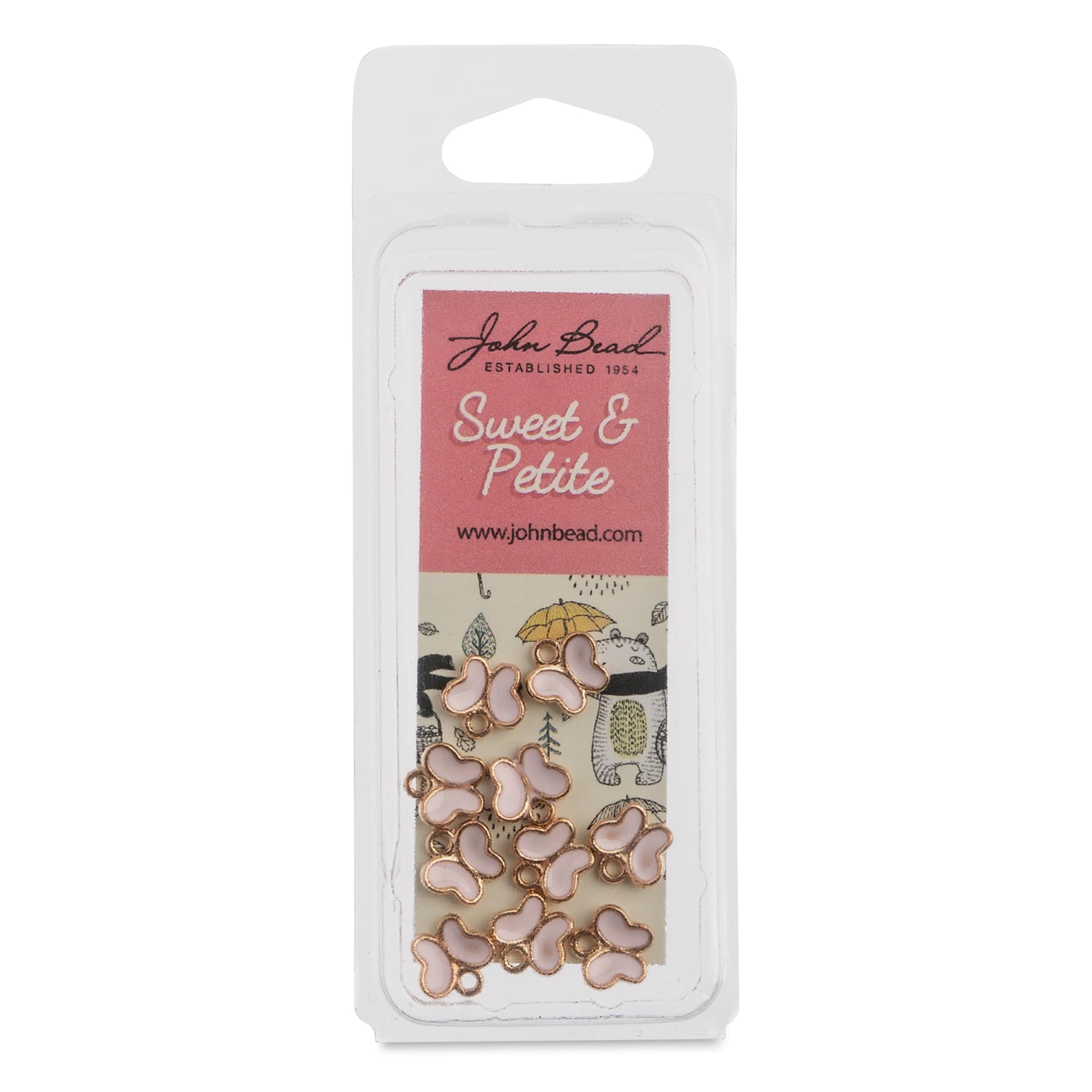 John Bead Sweet & Petite Enamel Charm - Butterfly, Pink, Pkg of 10 front of packaging