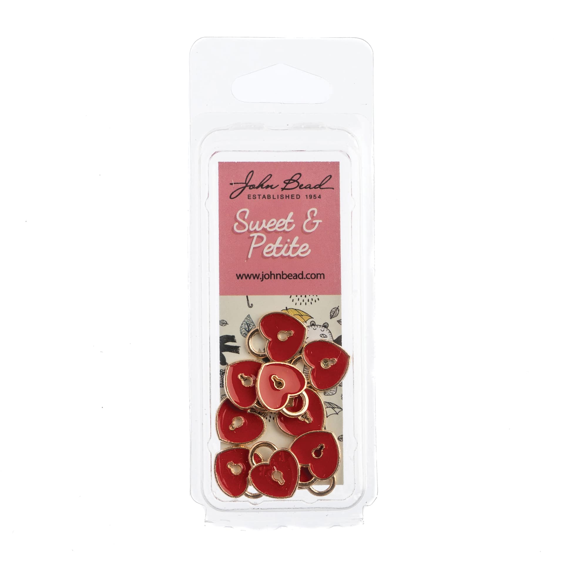 John Bead Sweet & Petite Enamel Charm - Locket, Red, Pkg of 10 front of packaging