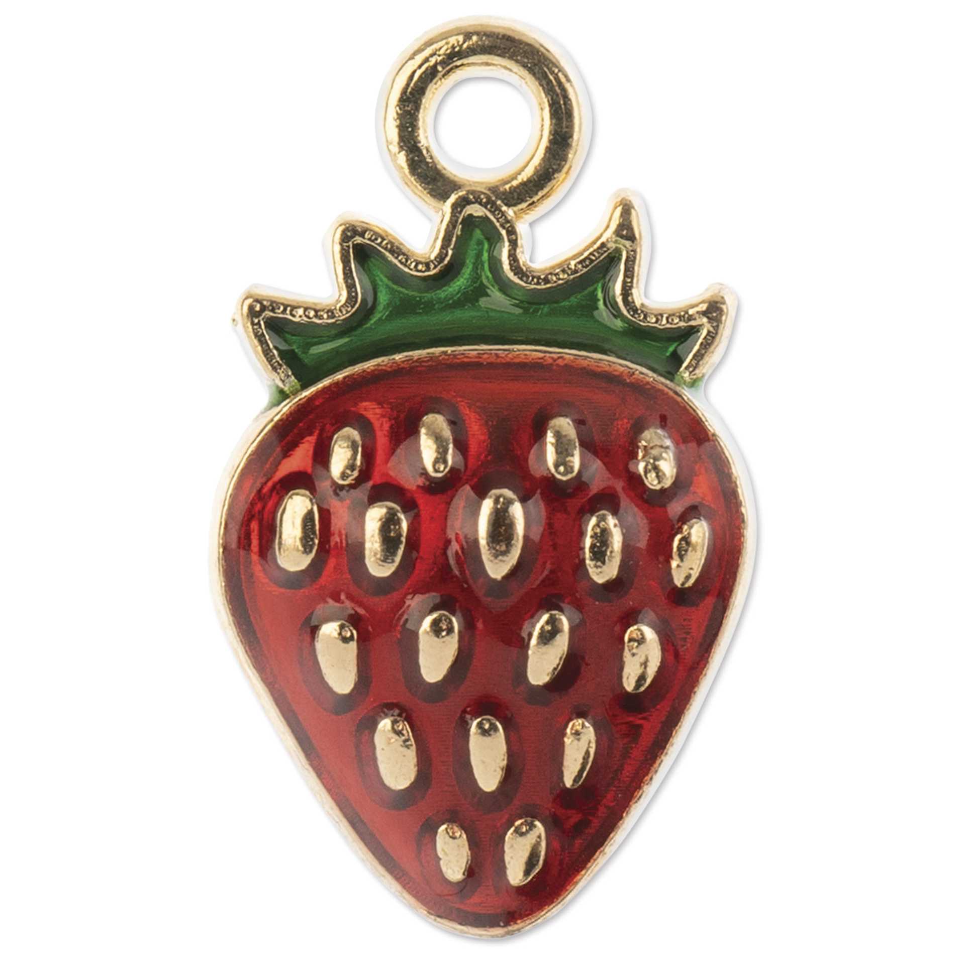John Bead Sweet & Petite Enamel Charm - Strawberry, Red showing single charm