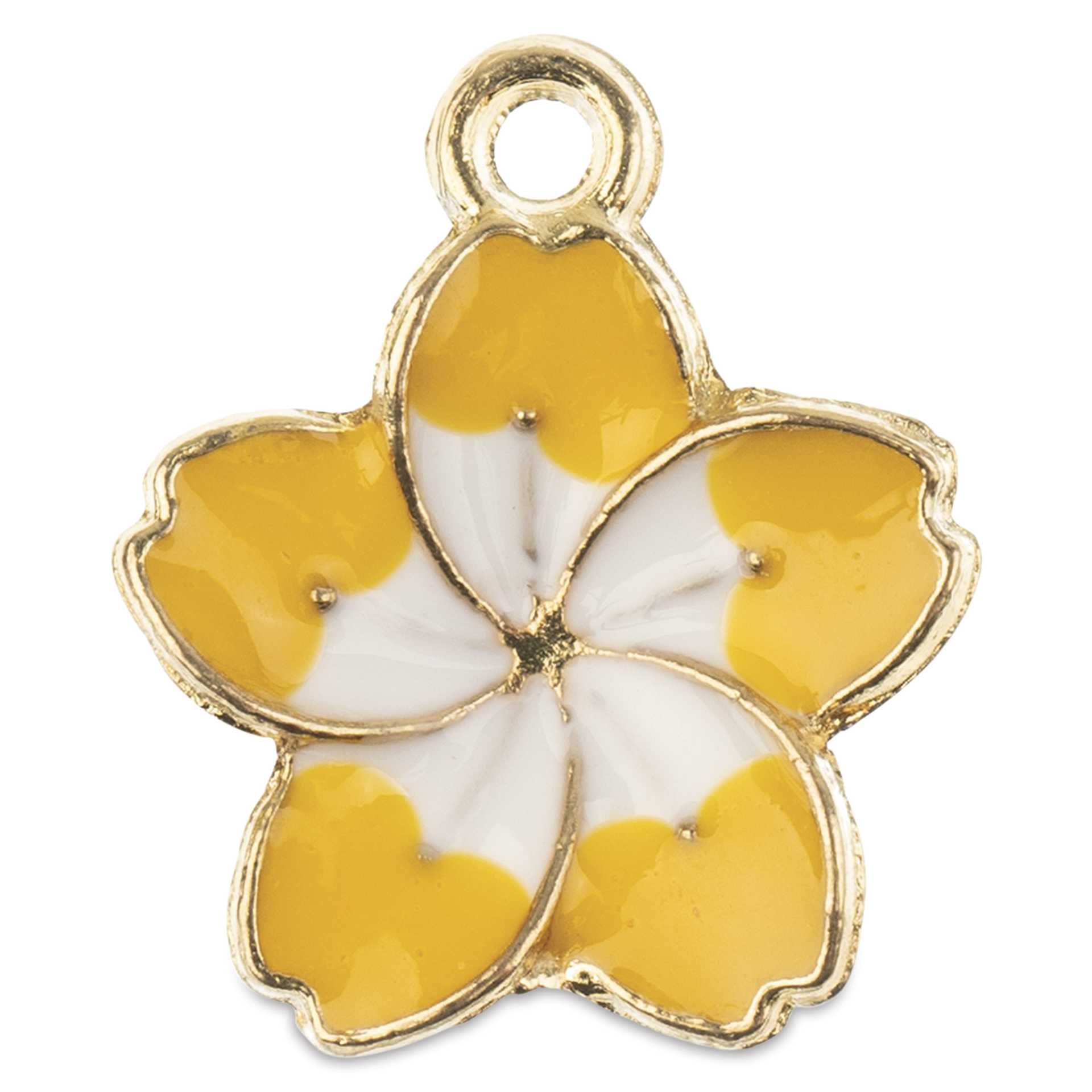 John Bead Sweet & Petite Enamel Charm - Flower, Yellow and White showing single charm