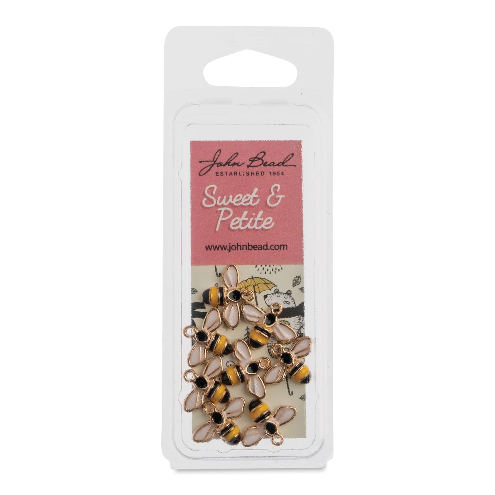 John Bead Sweet & Petite Enamel Charm - Bumblebee, Pkg of 8 front of packaging