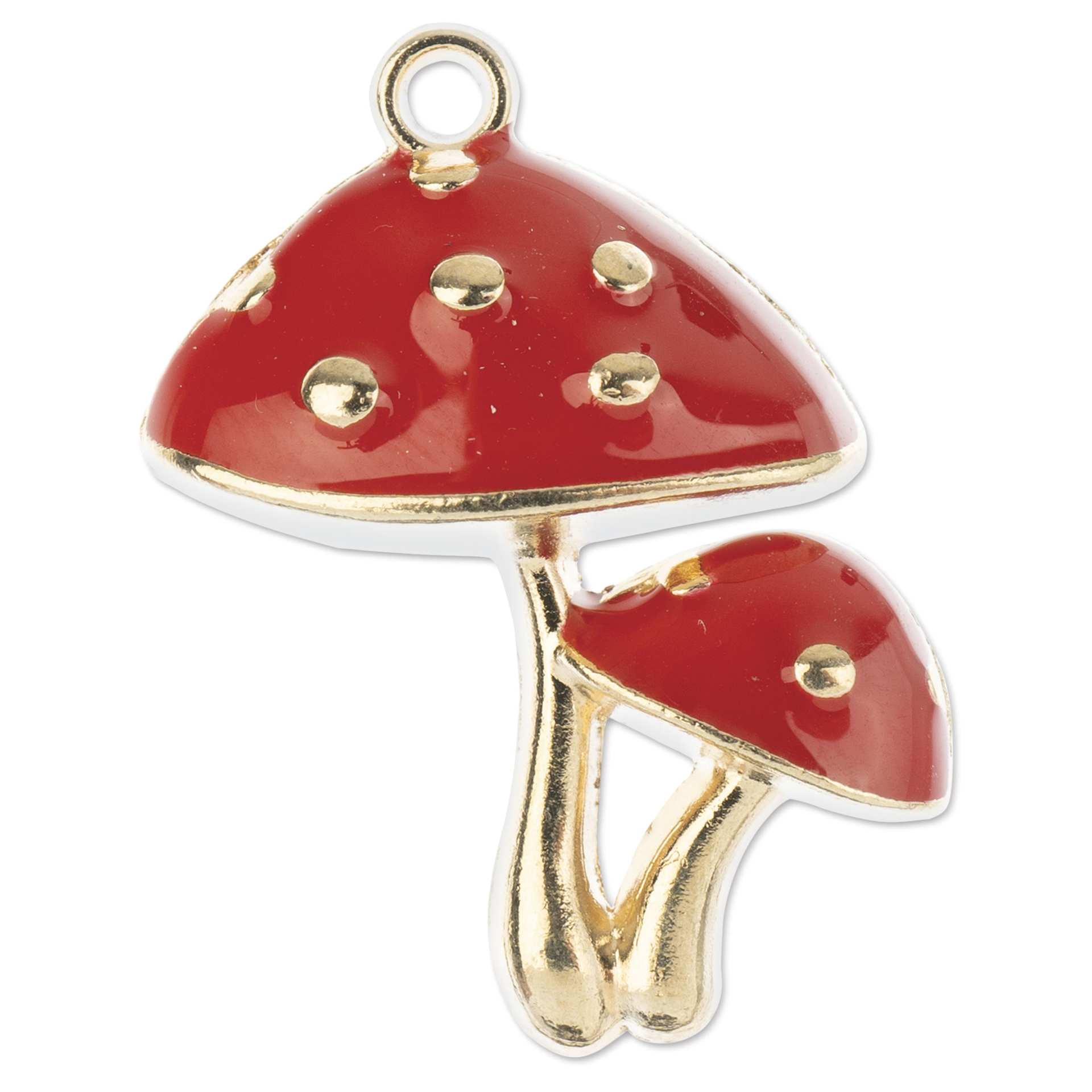 John Bead Sweet & Petite Enamel Charm - Mushrooms, Red showing single charm