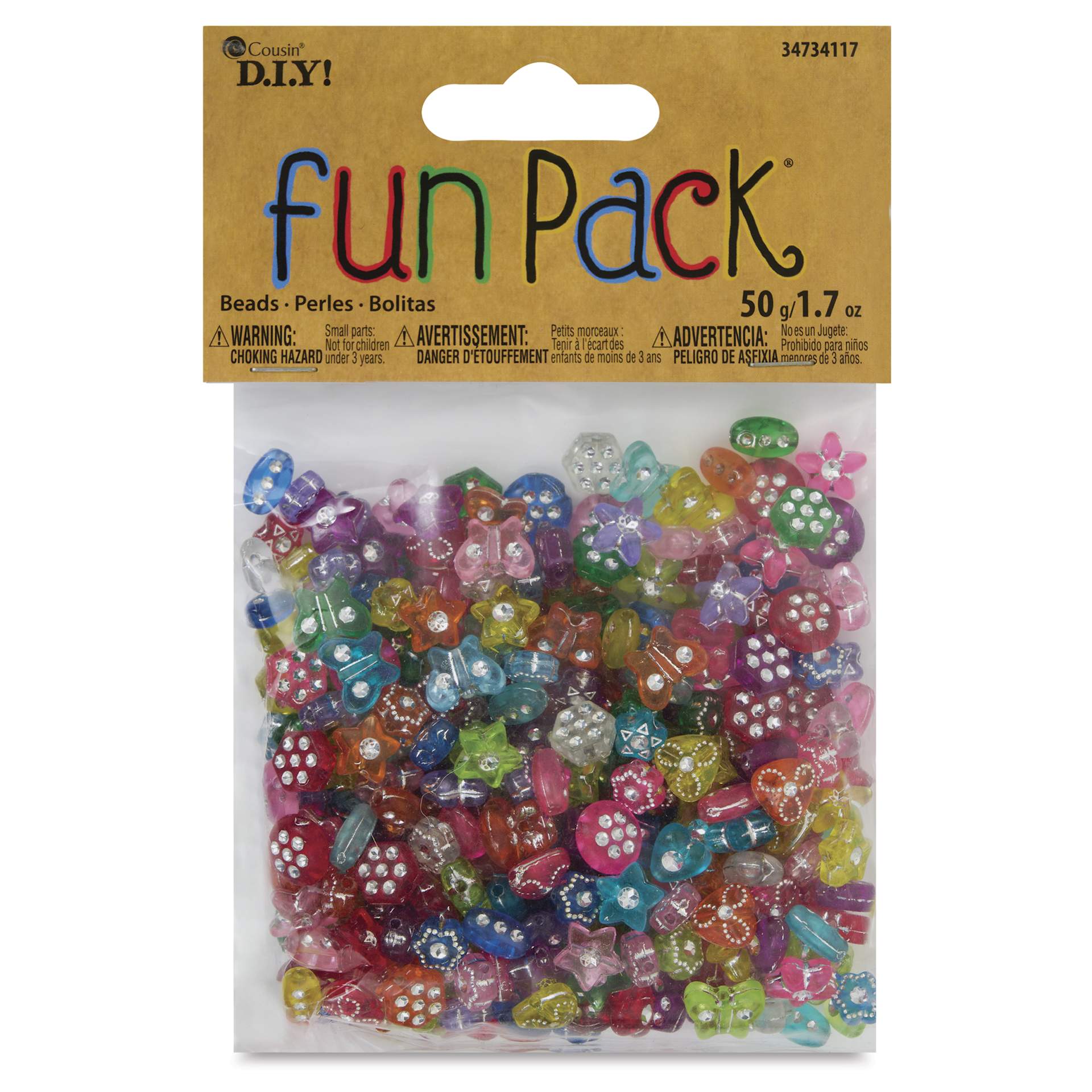 Cousin Fun Pack Acrylic Bead Mix - Acrylic Rhinestones, Pkg of 240 - front of packaging