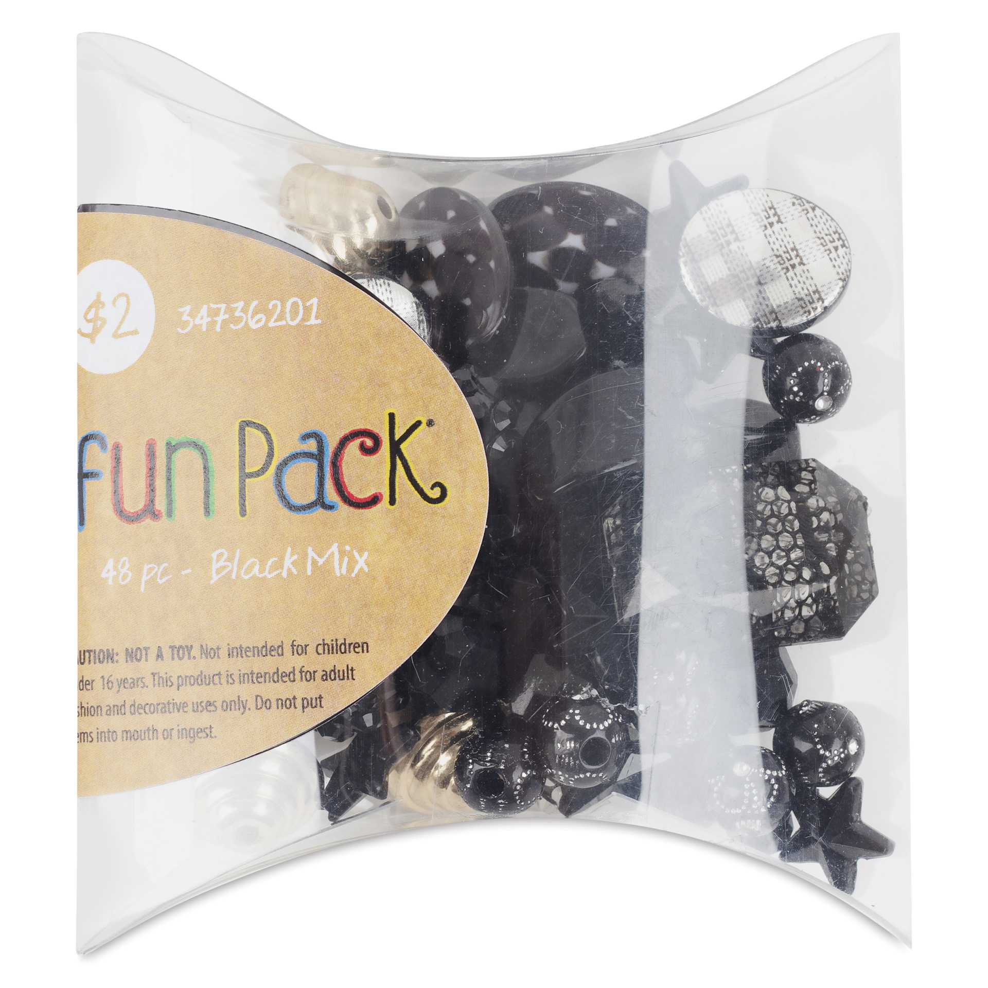 Cousin DIY Fun Pack Acrylic Bead Color Mix - Black front of packaging