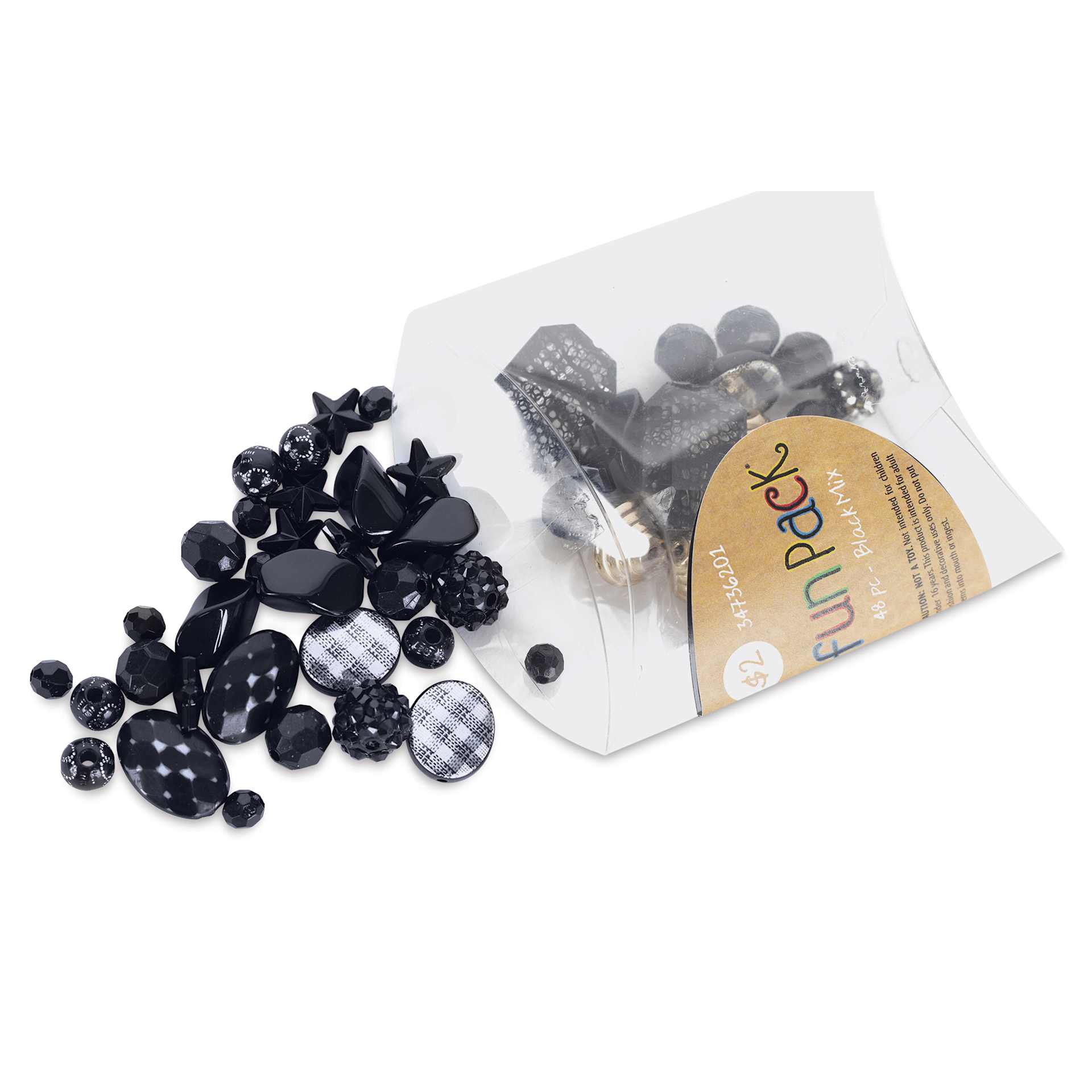 Cousin DIY Fun Pack Acrylic Bead Color Mix - Black contents with packaging