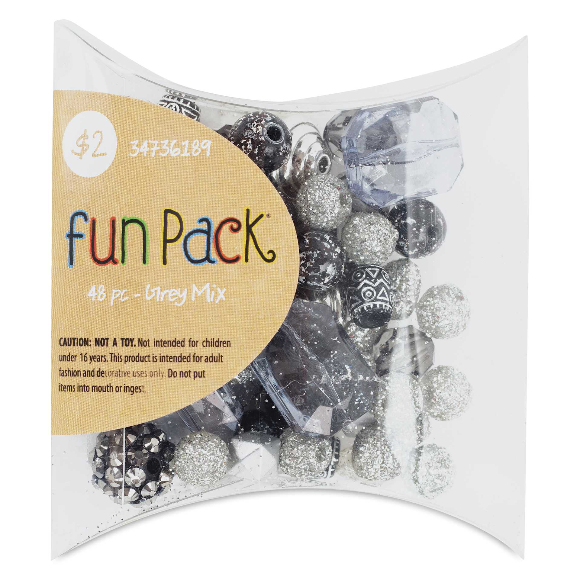 Cousin DIY Fun Pack Acrylic Bead Color Mix - Grey front of packaging