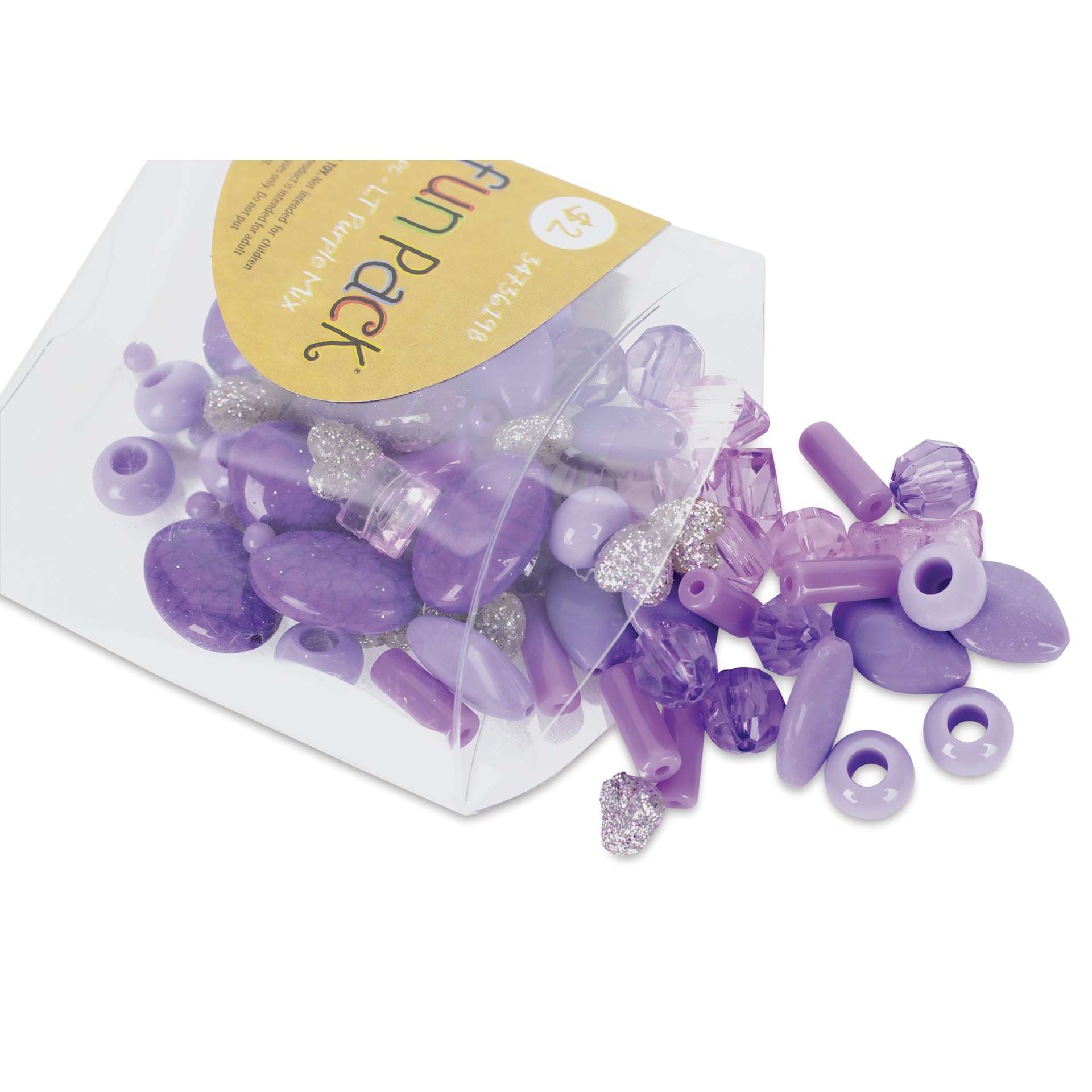 Cousin DIY Fun Pack Acrylic Bead Color Mix - Light Purple contents with packaging