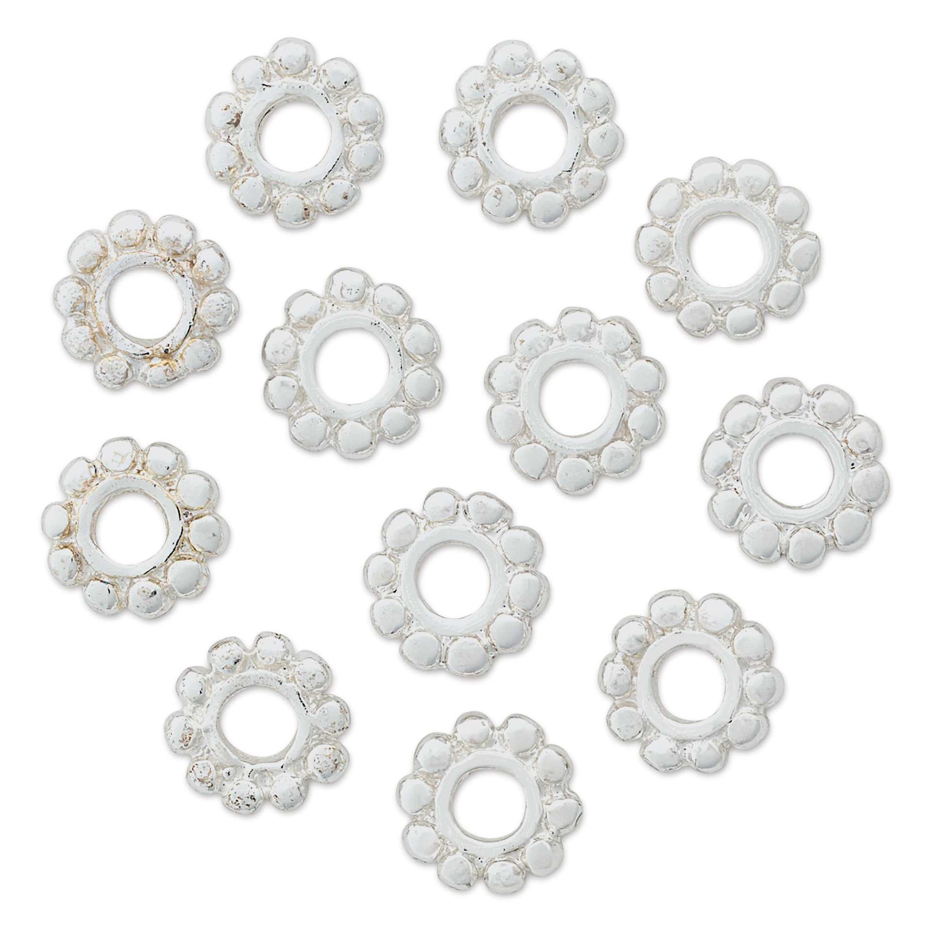 Cousin Plated Silver Elegance Rondelle Beads - Pkg of 12, 5 mm