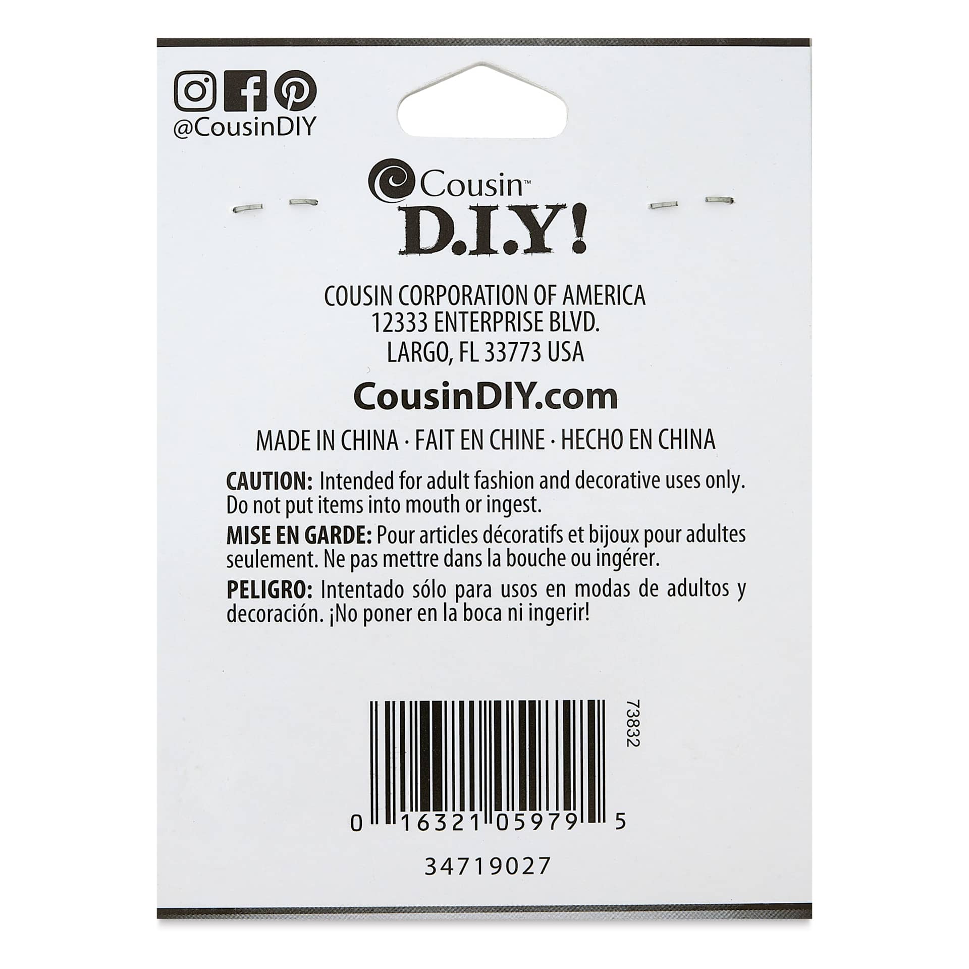 Cousin Jewelry Basics Crimp Tubes - Pkg of 500, Silver, 2 mm back of packaging