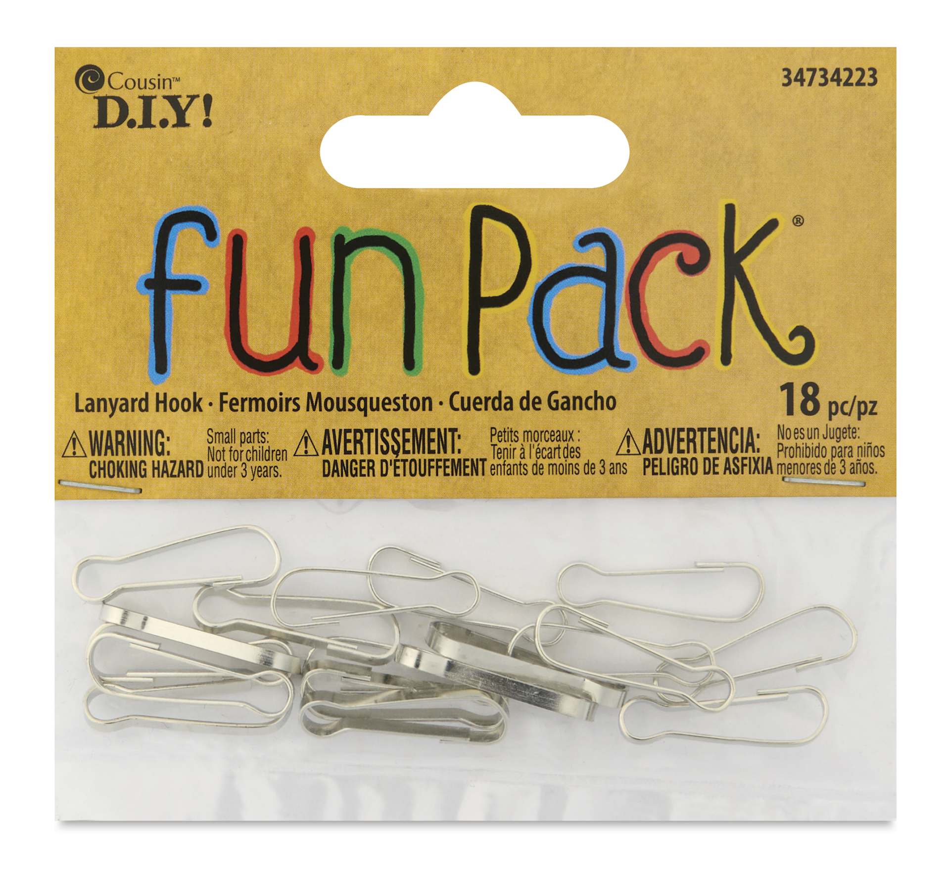 Cousin DIY Lanyard Hooks - Pkg of 18, Silver - front of packaging