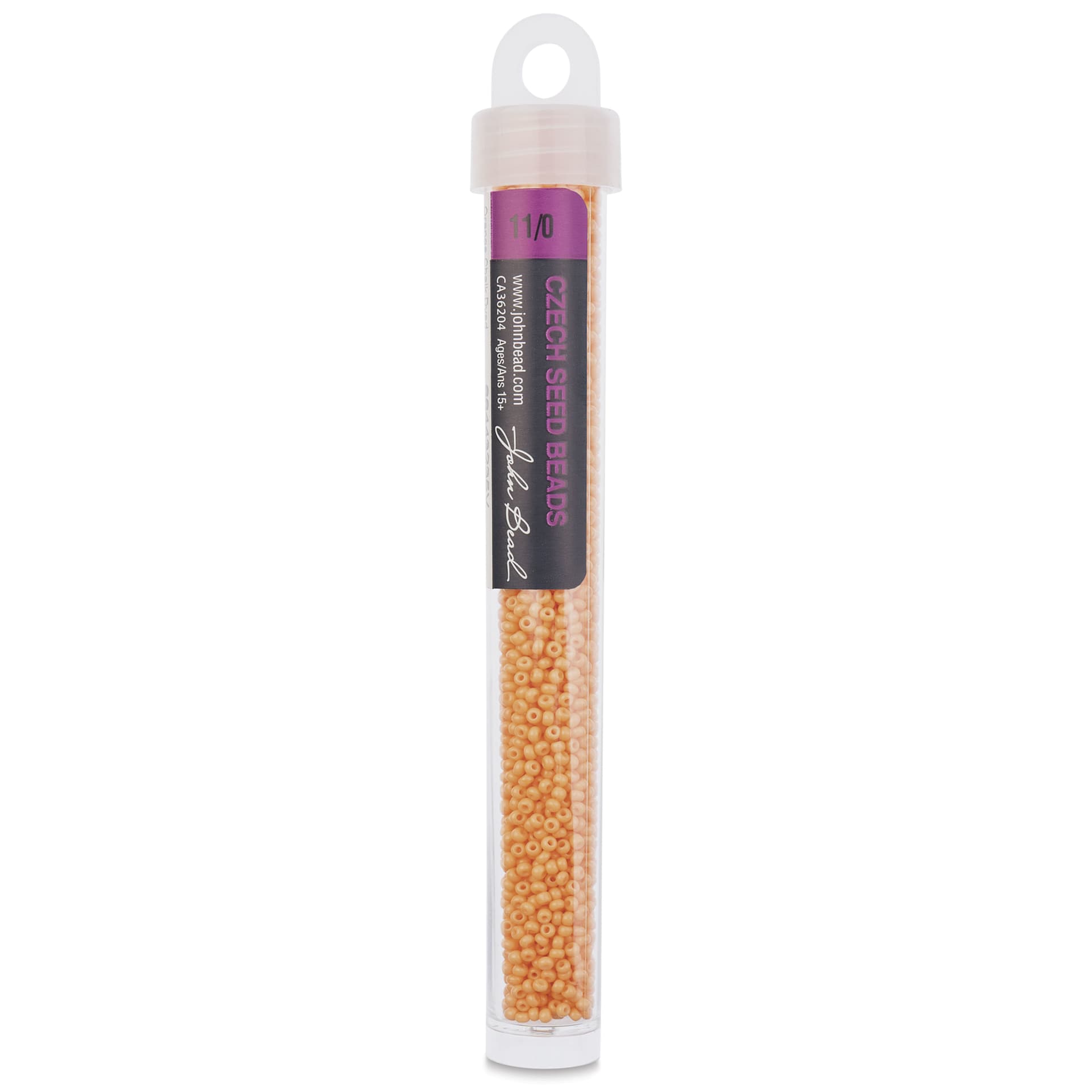 John Bead Solgel Chalk Dyed Czech Seed Beads - 11/0, Orange, 23 g vial