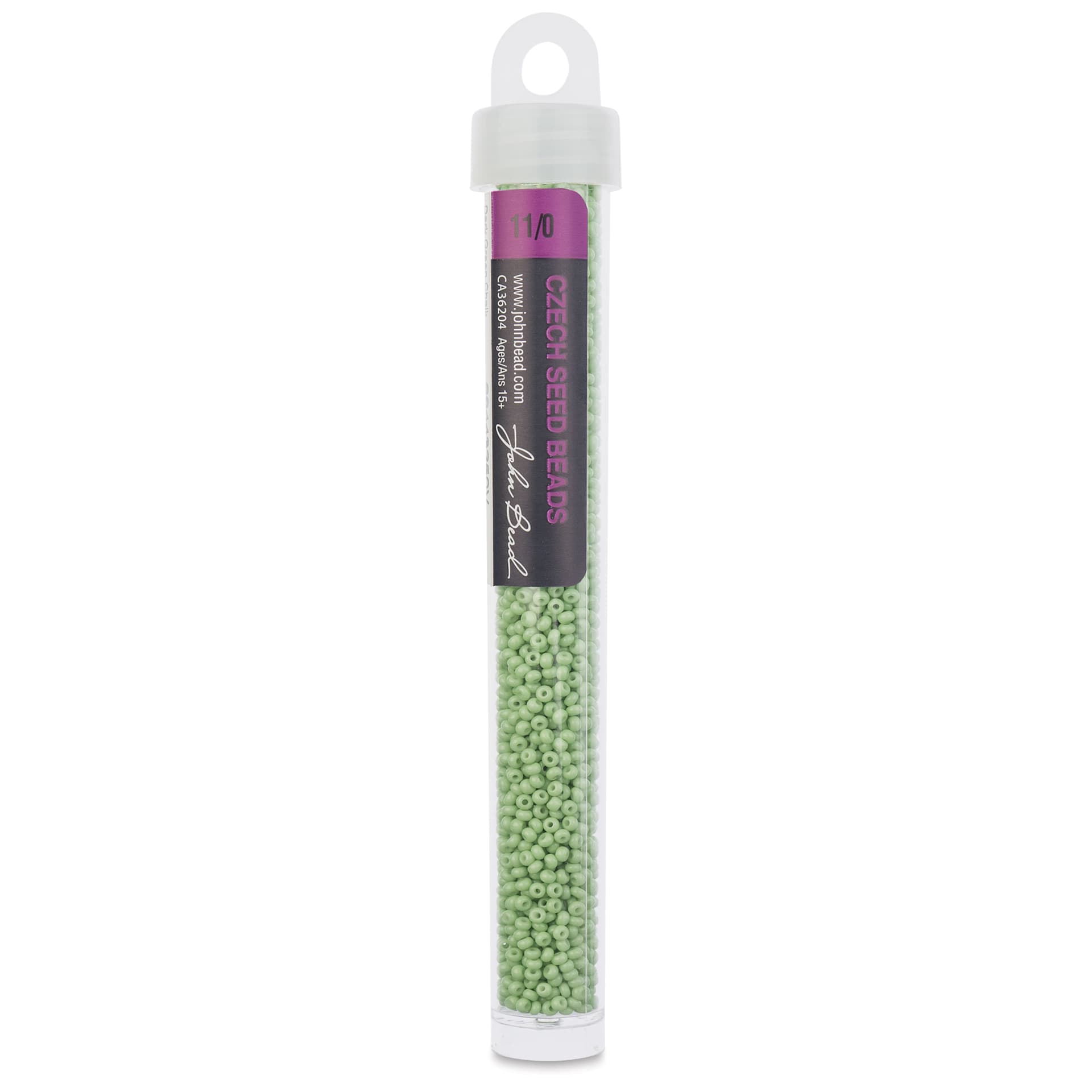 John Bead Solgel Chalk Dyed Czech Seed Beads - 11/0, Dark Green, 23 g vial