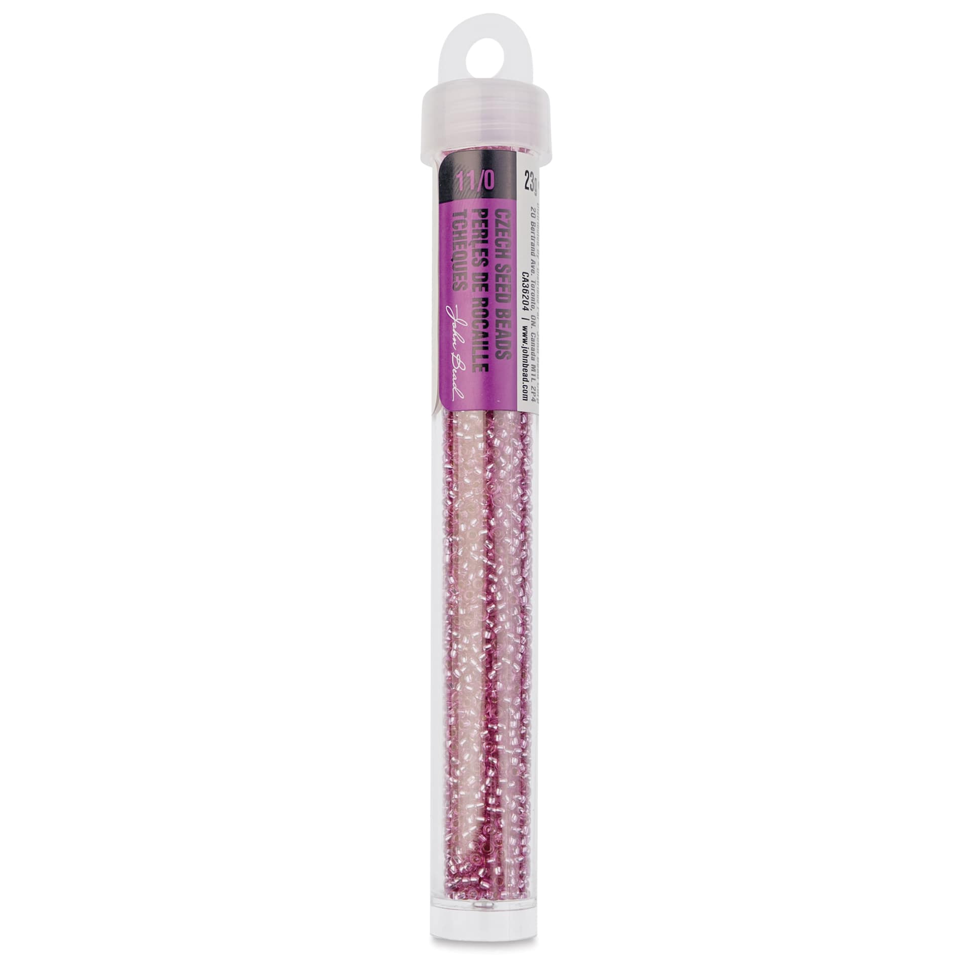 John Bead Solgel Czech Seed Beads - S/L, Bubble Gum Pink, 23 g vial