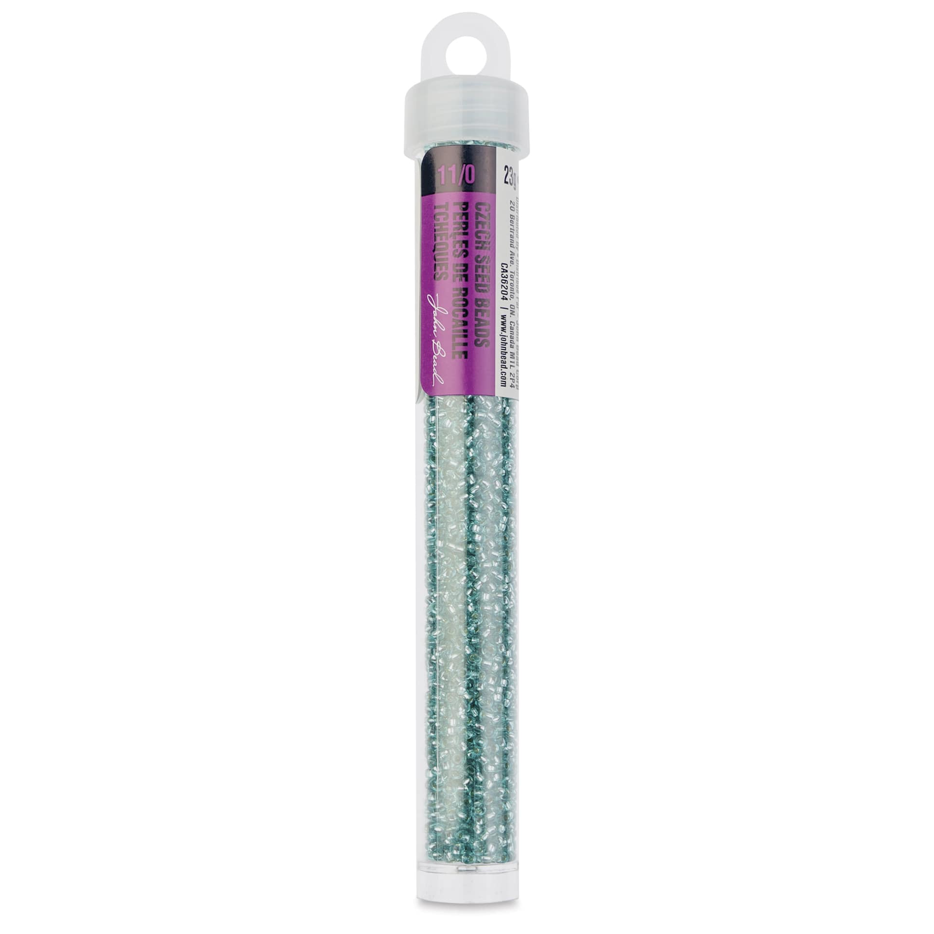 John Bead Solgel Czech Glass Seed Beads - 11/0, Turquoise, 23 g vial