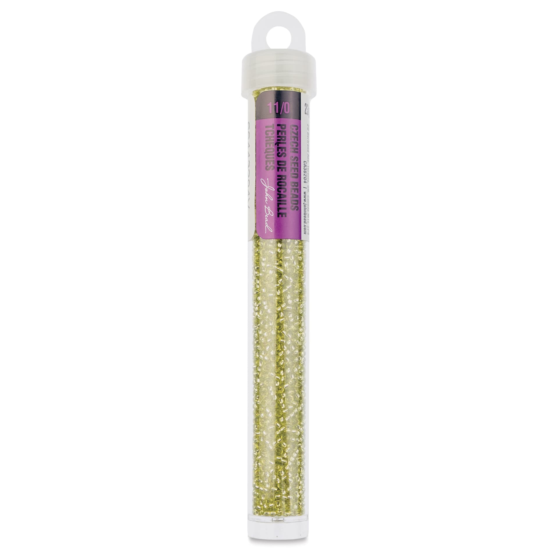 John Bead Solgel Czech Seed Beads - S/L, Light Green, 23 g vial