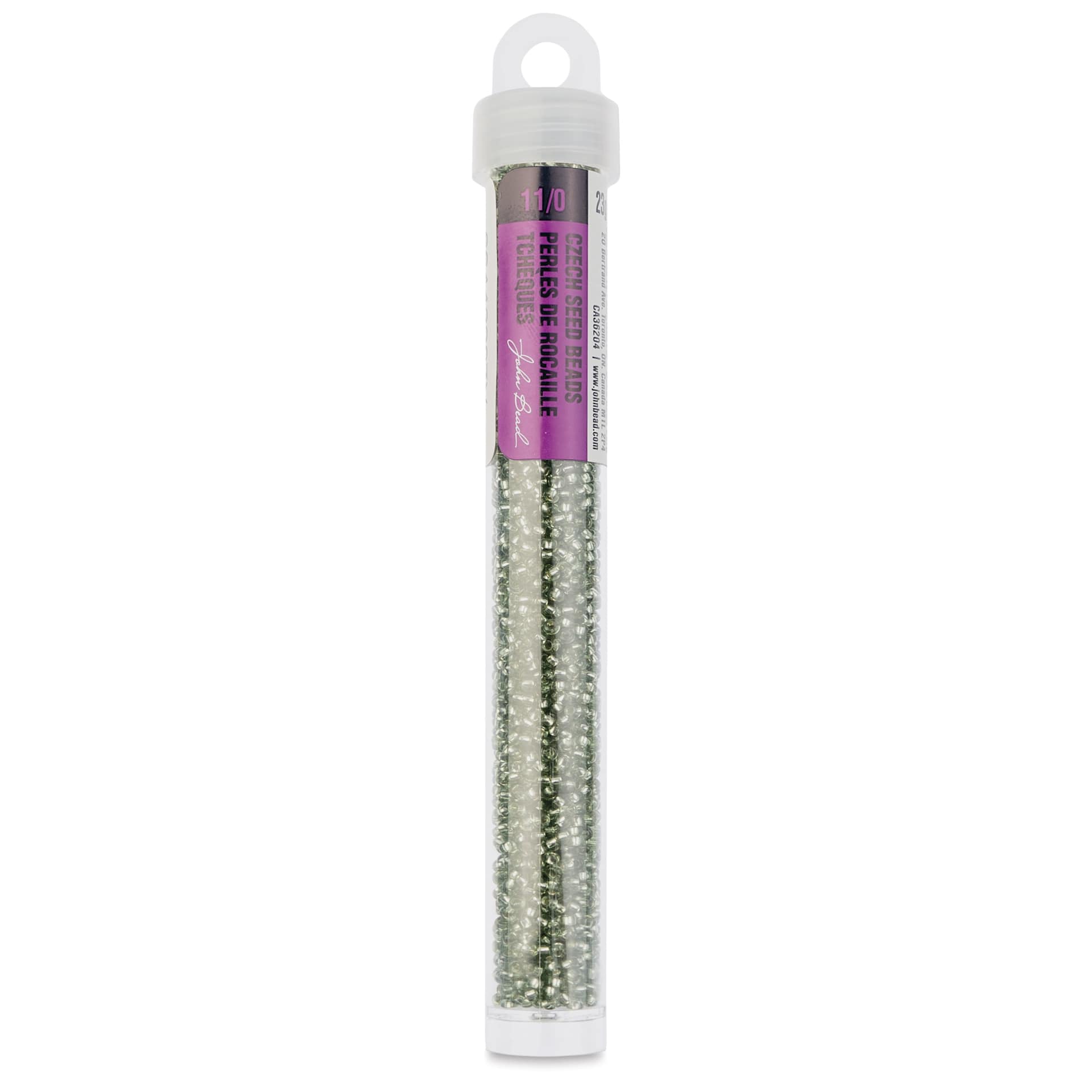 John Bead Solgel Czech Seed Beads - S/L, Eucalyptus, 23 g vial