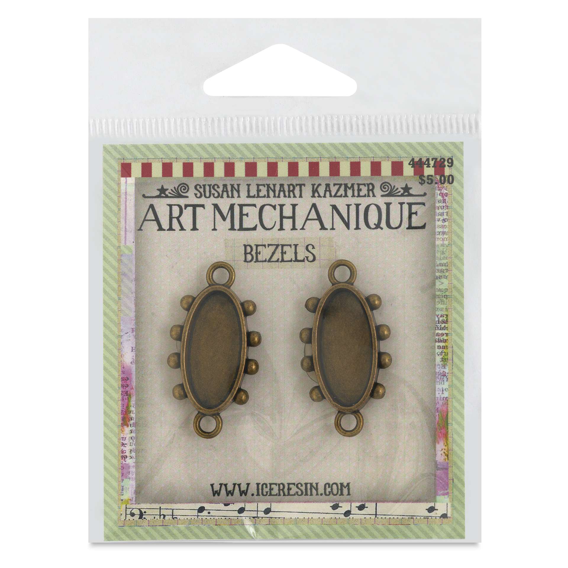 Ranger Ice Resin Hobnail Bezel - Oval, Small, Antique Brass, Pkg of 2 - front of packaging