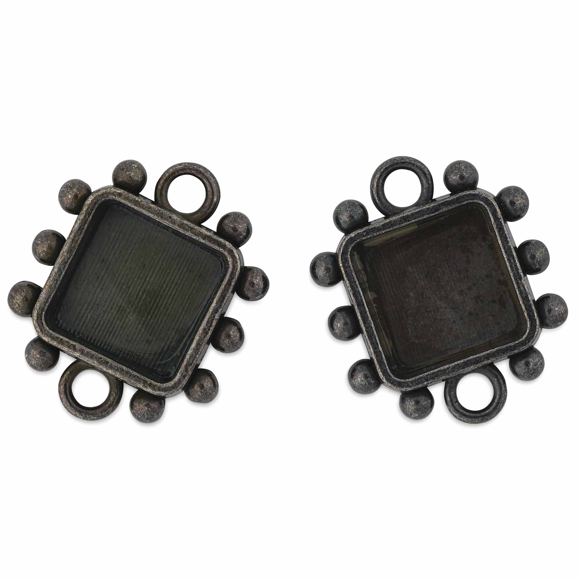 Ranger Ice Resin Hobnail Bezel - Square, Small, Antique Silver, Pkg of 2 - top view