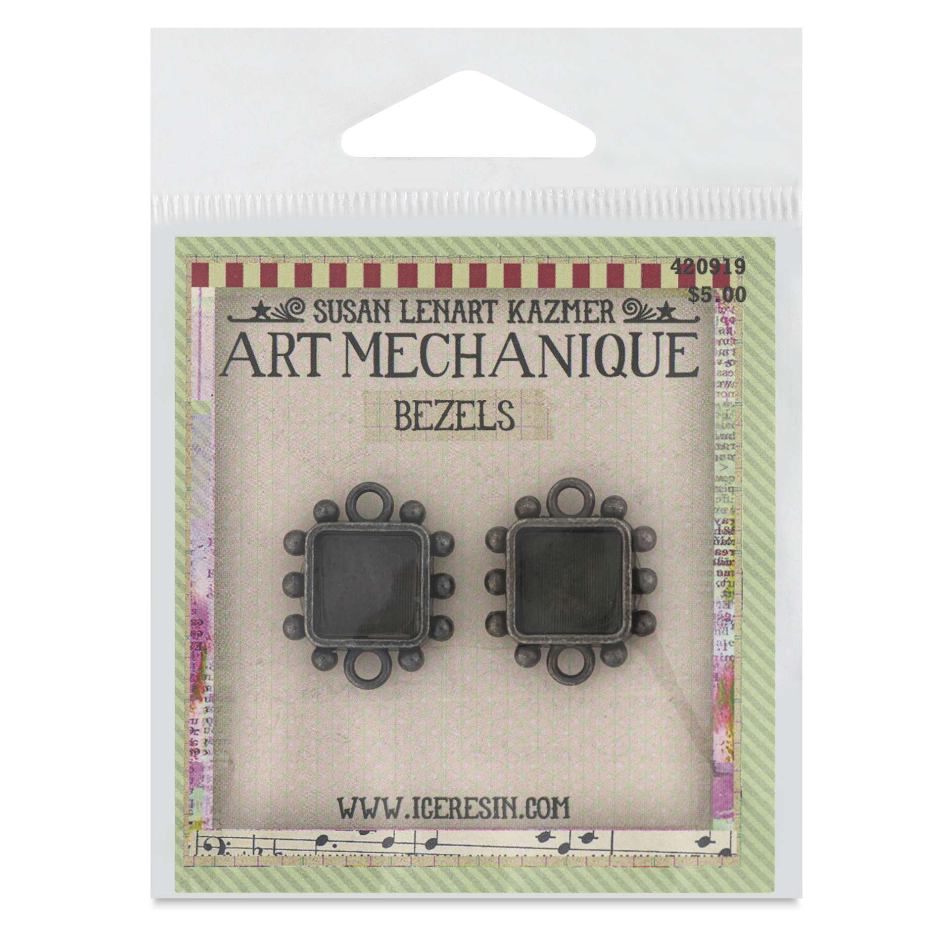 Ranger Ice Resin Hobnail Bezel - Square, Small, Antique Silver, Pkg of 2 - front of packaging