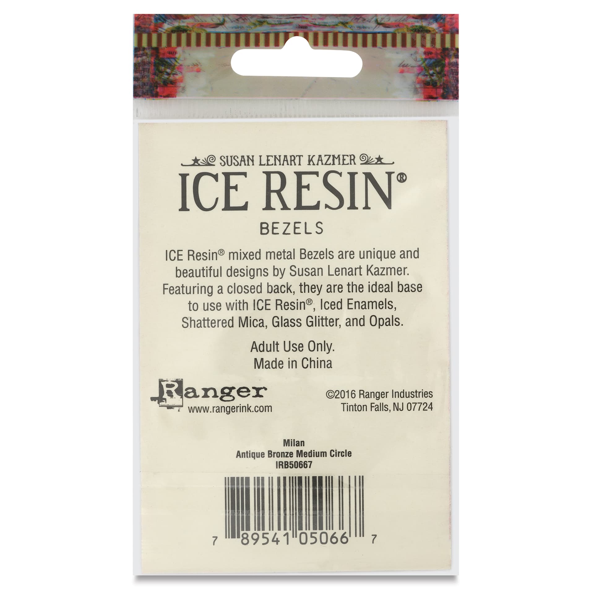 Ranger Ice Milan Bezel - Circle, Antique Bronze, 3.5 cm Dia. - back of packaging