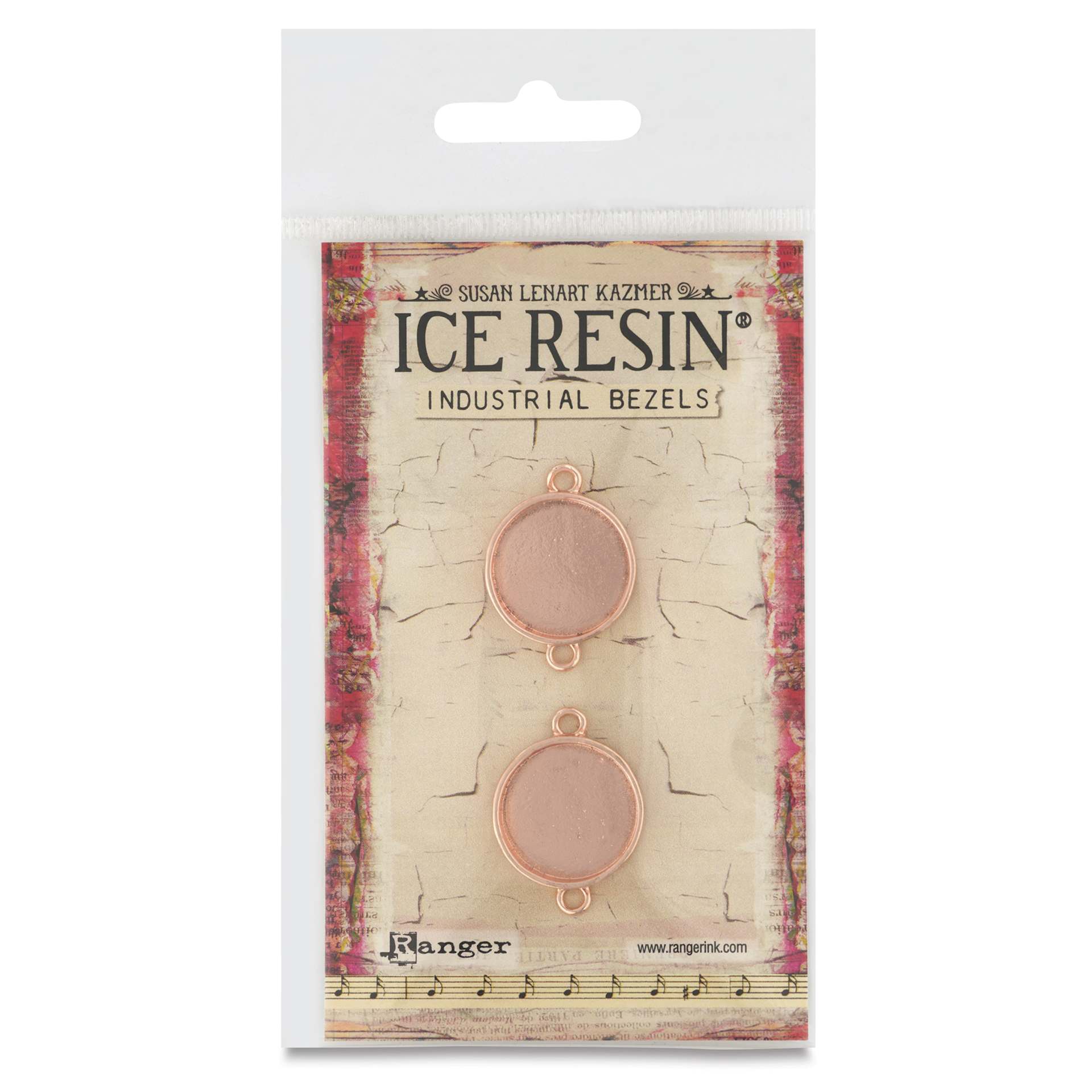 Ranger Ice Industrial Bezel - Circle, Pkg of 2, Rose Gold, 2.2 cm Dia. - front of packaging