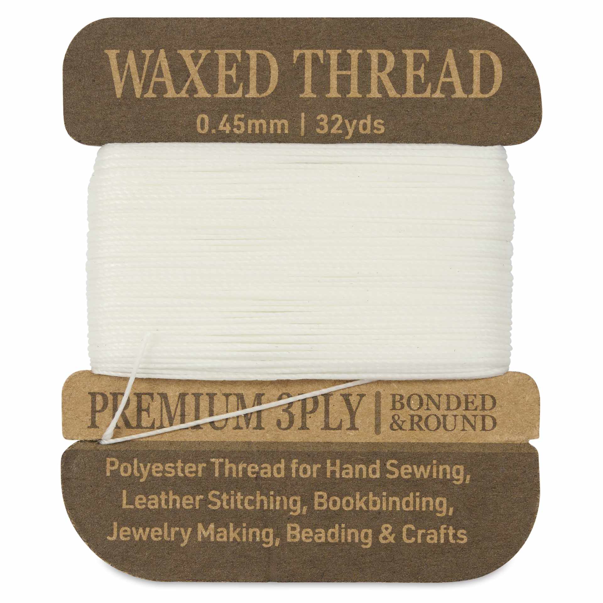 Hemptique Waxed Bonded & Round Thread - White, 0.45 mm, 32 yds