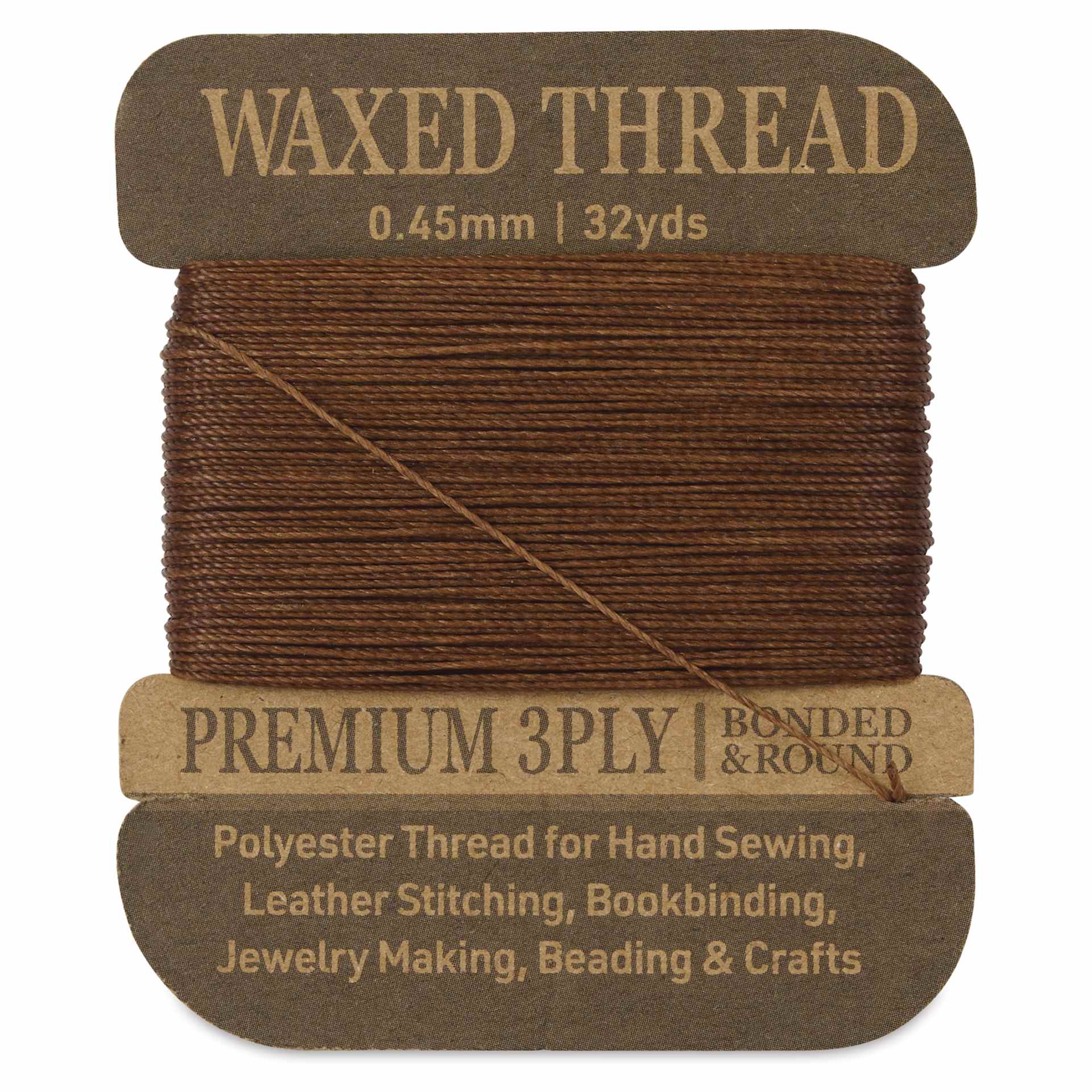 Hemptique Waxed Bonded & Round Thread - Dark Brown, 0.45 mm, 32 yds