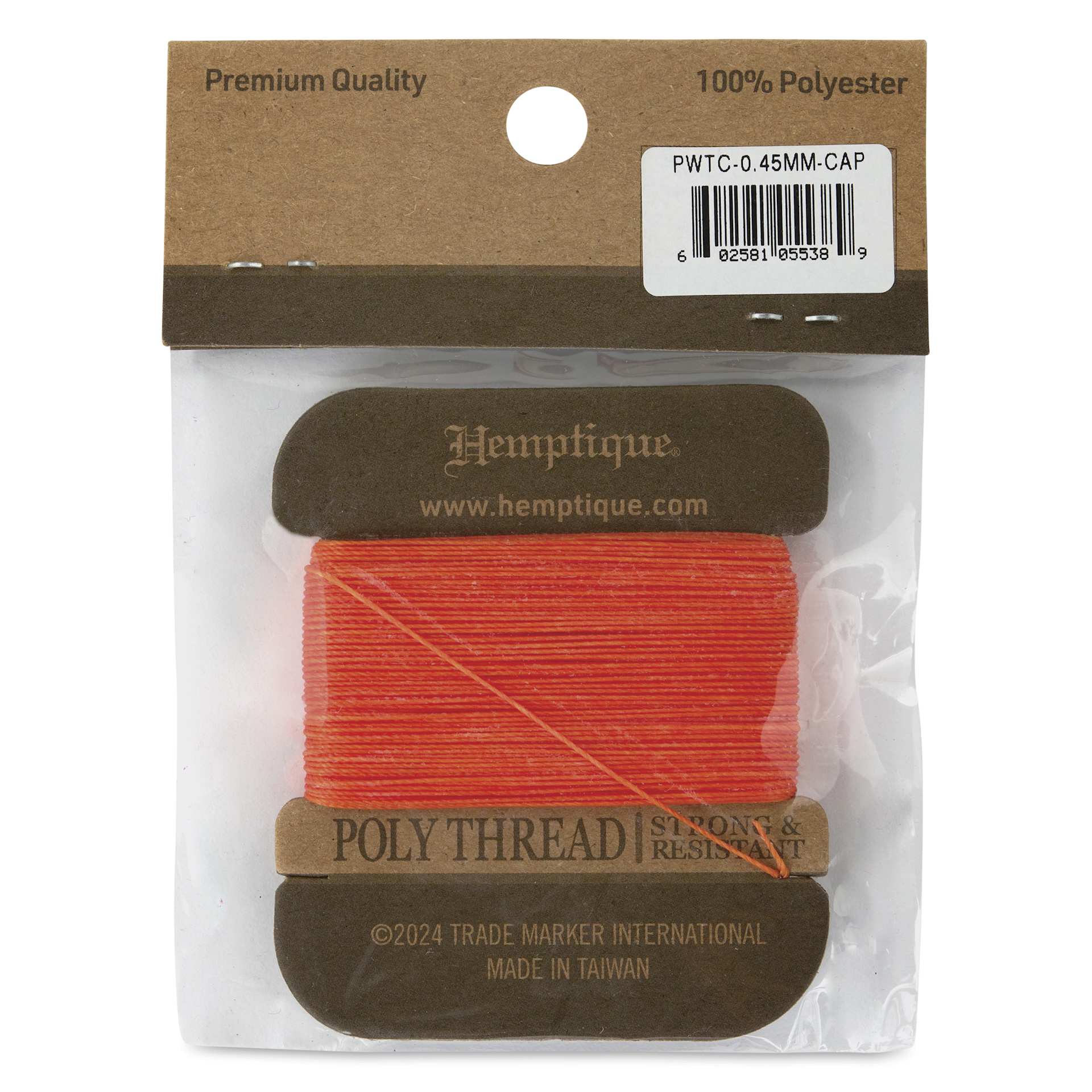Hemptique Waxed Bonded & Round Thread - Cappuccino, 0.45 mm, 32 yds - back of packaging