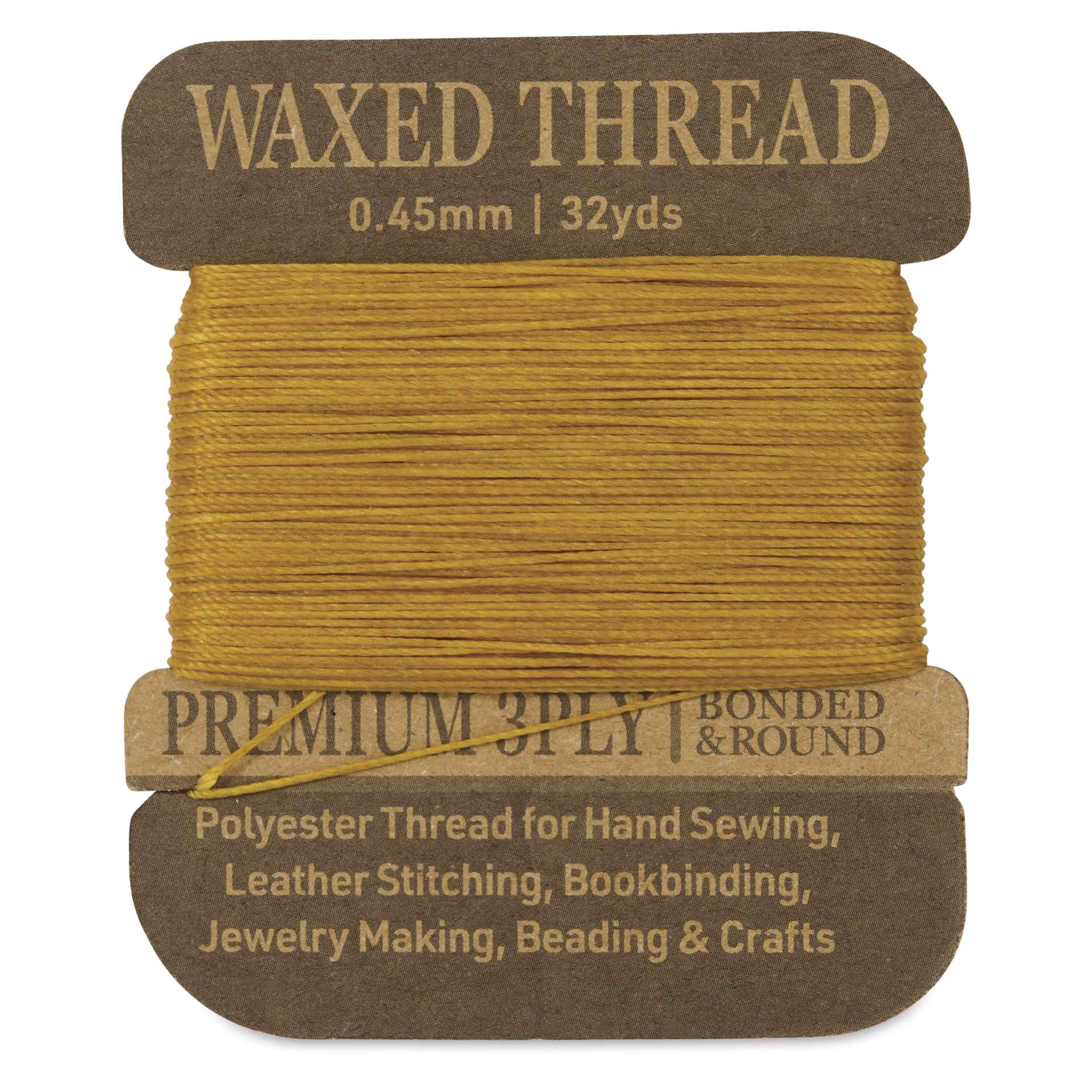 Hemptique Waxed Bonded & Round Thread - Gold, 0.45 mm, 32 yds