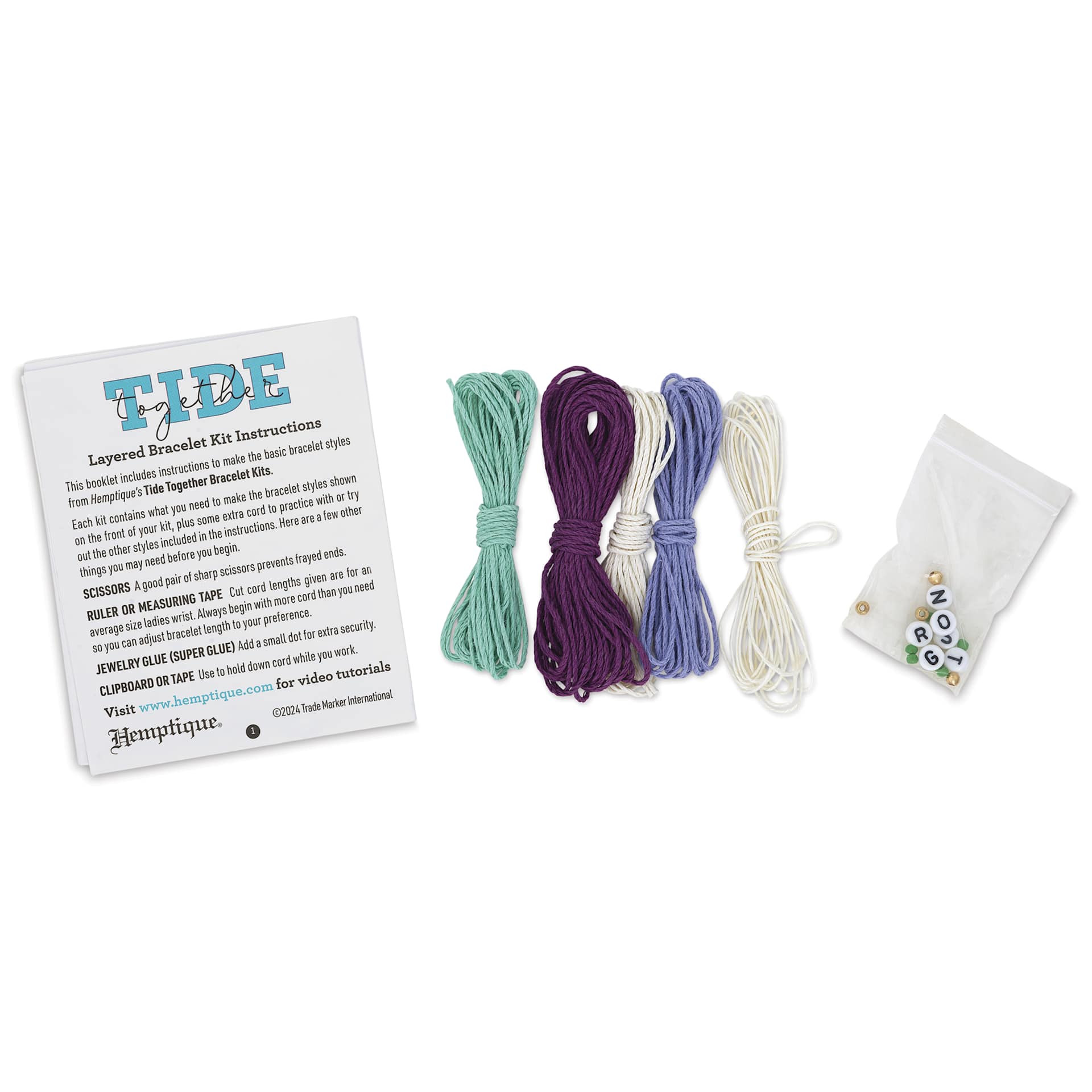 Hemptique Tide Together Layered Hemp Bracelet Kit - Aruba - contents