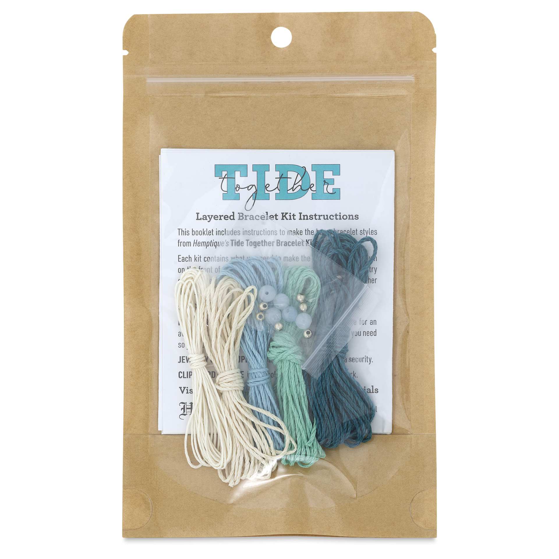 Hemptique Tide Together Layered Hemp Bracelet Kit - Bahamas - back of packaging