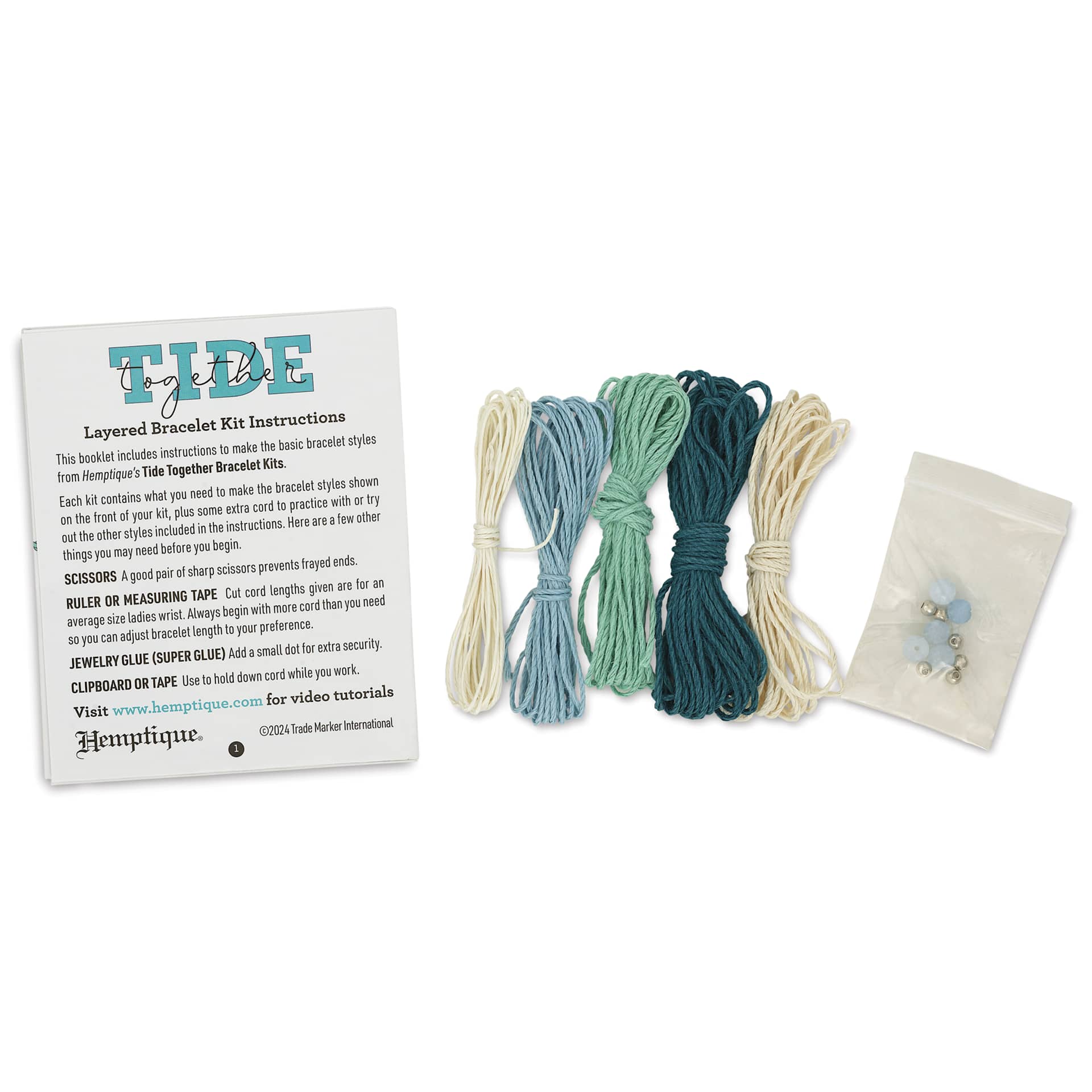 Hemptique Tide Together Layered Hemp Bracelet Kit - Bahamas - contents
