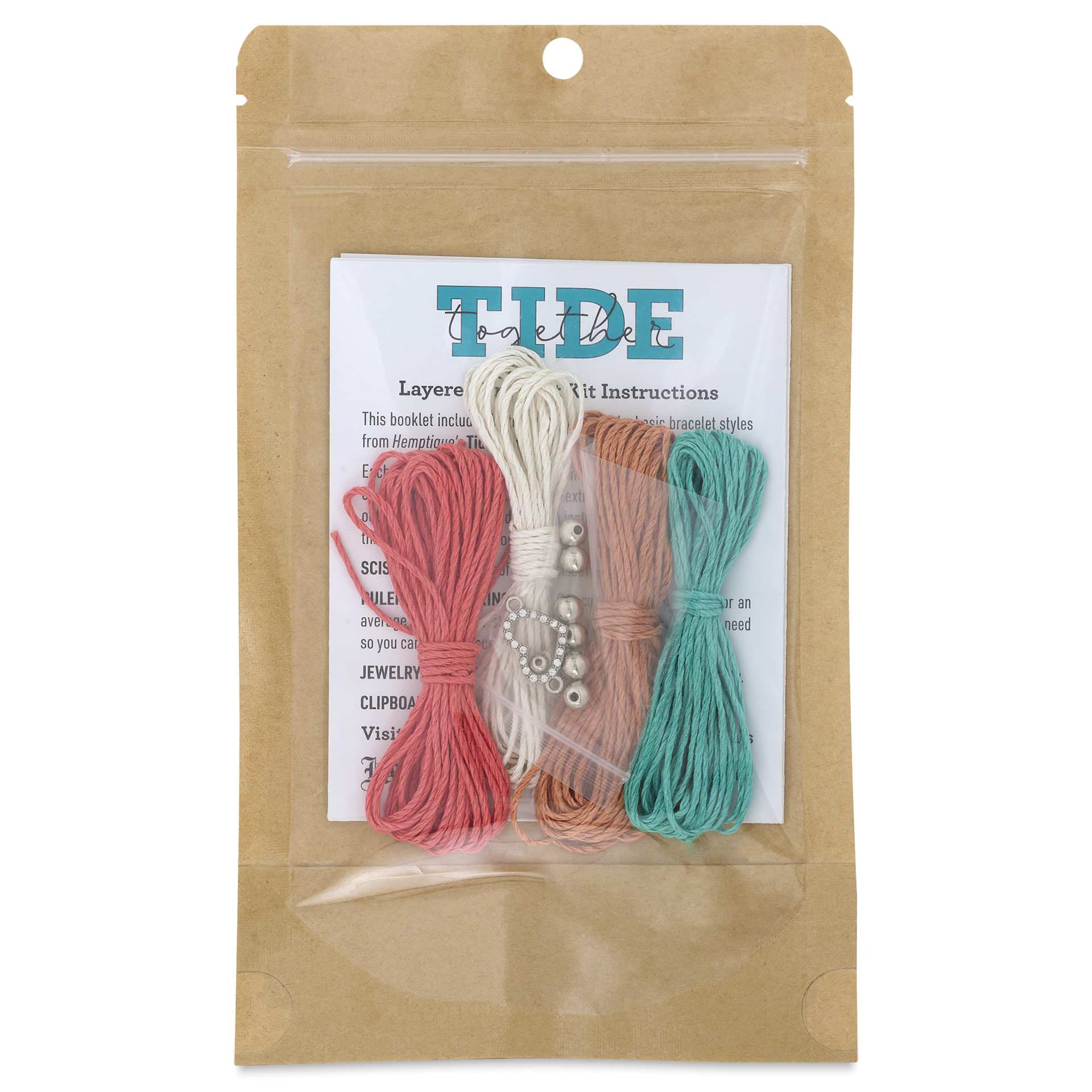 Hemptique Tide Together Layered Hemp Bracelet Kit - Laguna - back of packaging