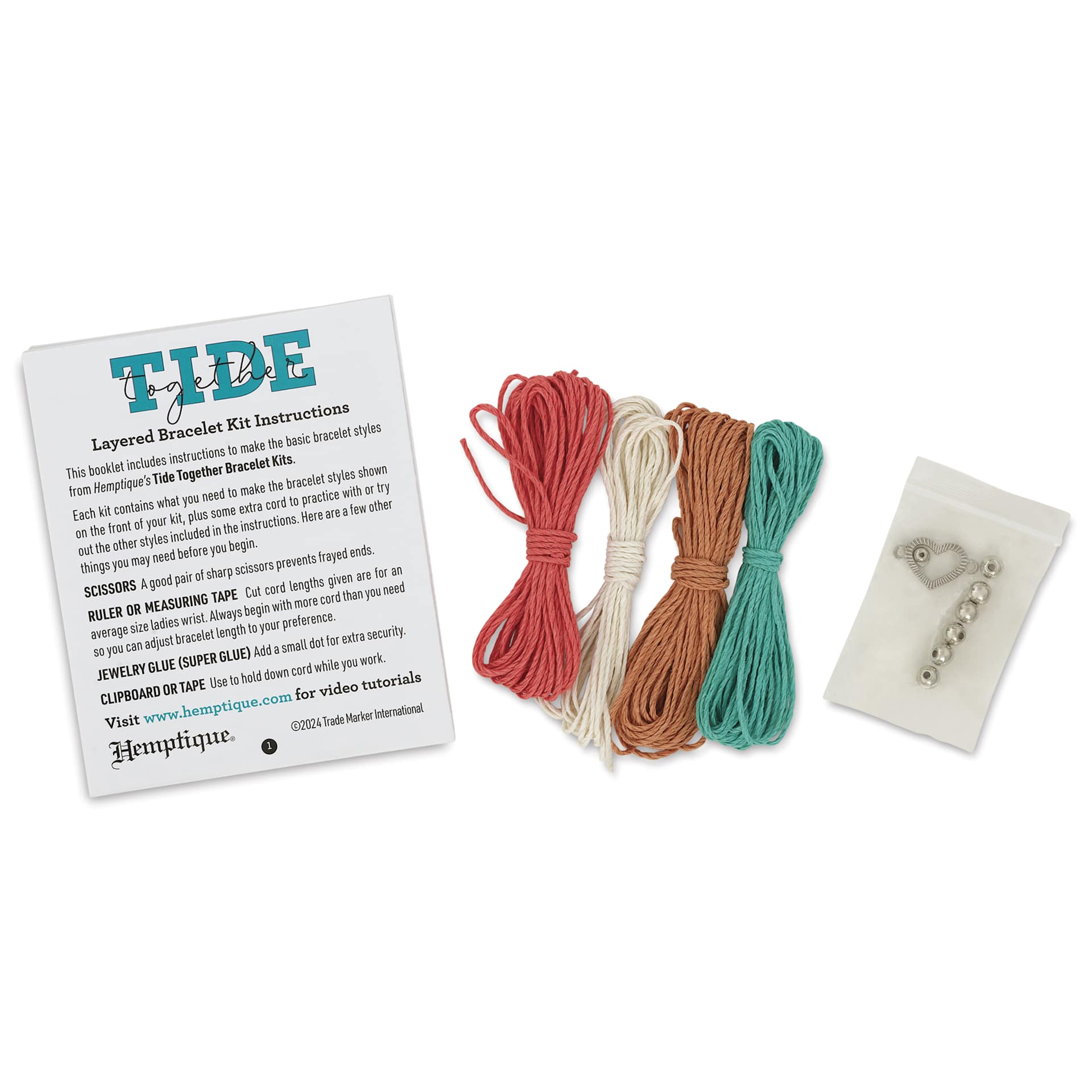 Hemptique Tide Together Layered Hemp Bracelet Kit - Laguna - contents