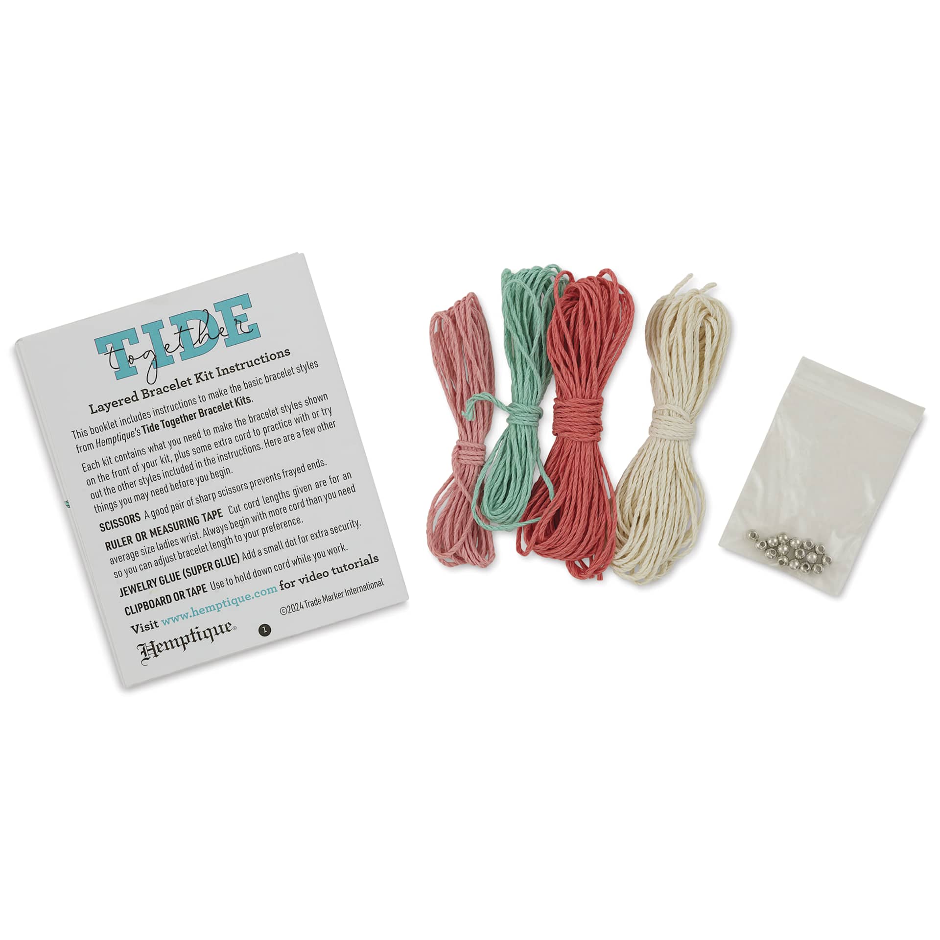 Hemptique Tide Together Layered Hemp Bracelet Kit - Bali - contents