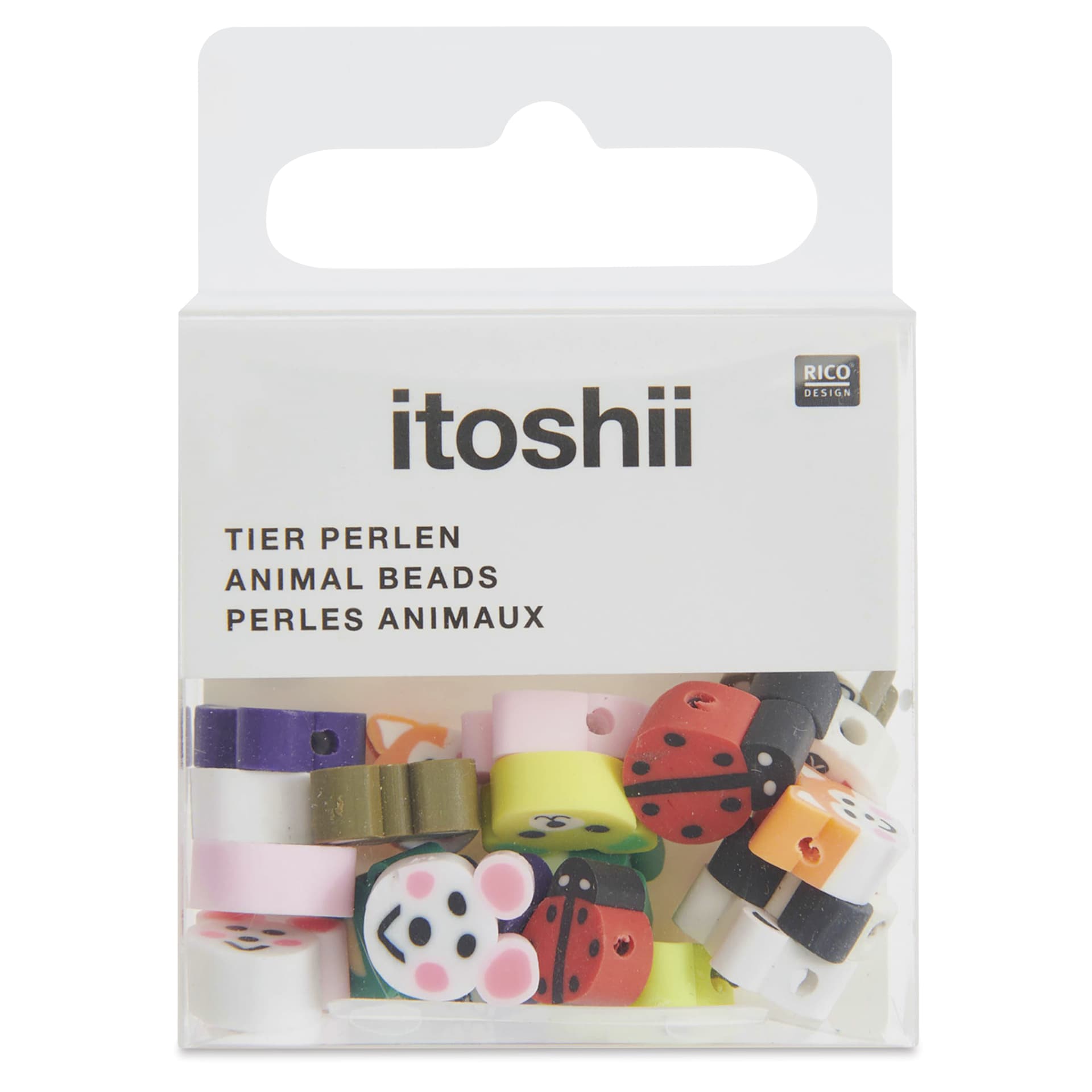 Rico Design Itoshii Soft Shape Beads - Pkg of 20, Animals, 11 mm - front of packaging