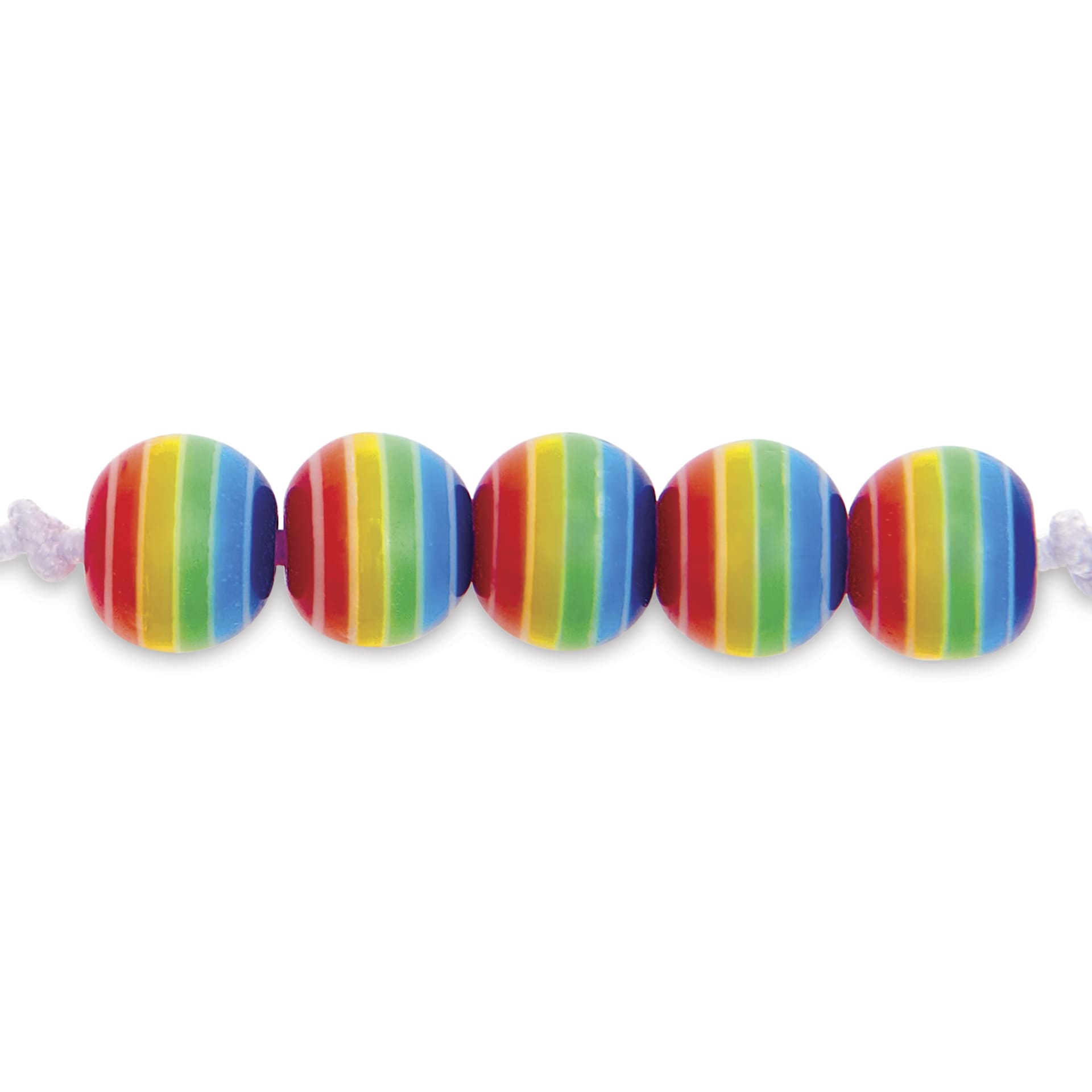 Rico Design Itoshii Plastic Beads - Rainbow Stripes, 6 mm Dia.