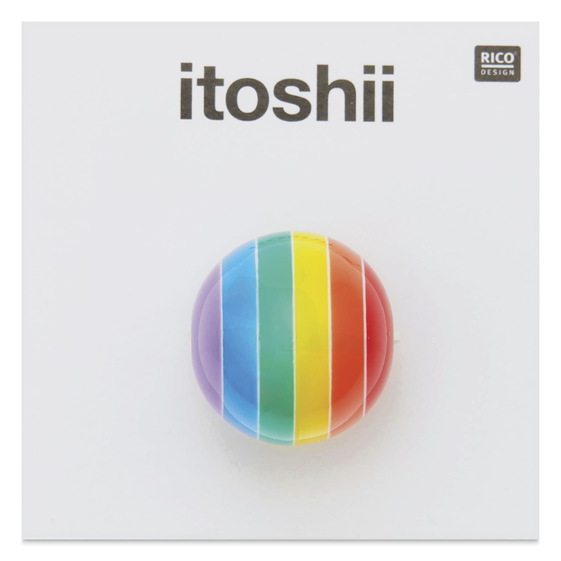 Rico Design Itoshii Plastic Bead - Striped Pearl, Rainbow, 18 mm Dia. - front of packaging