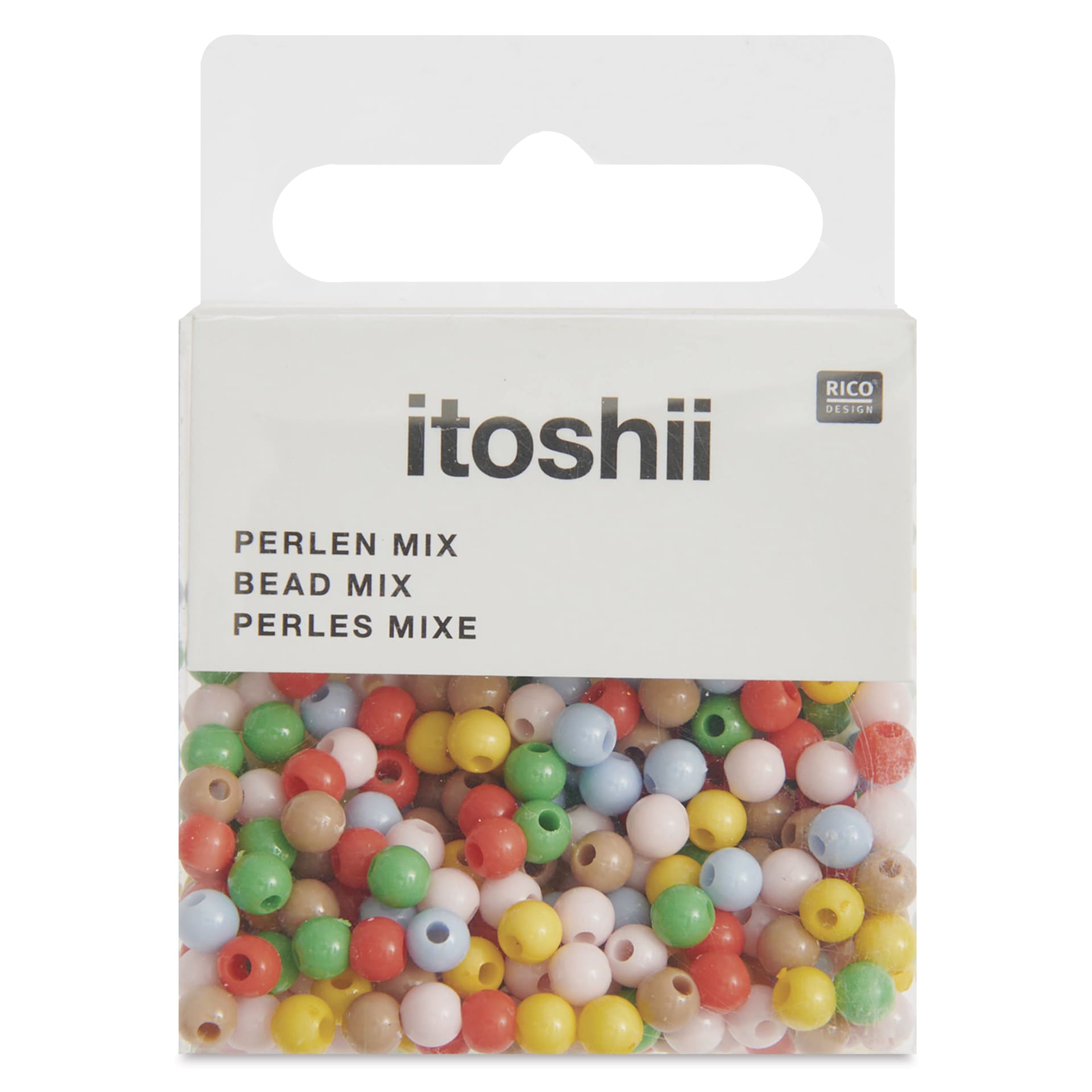Rico Design Itoshii Plastic Beads - Pkg of 300, Multicolor, 4 mm Dia.