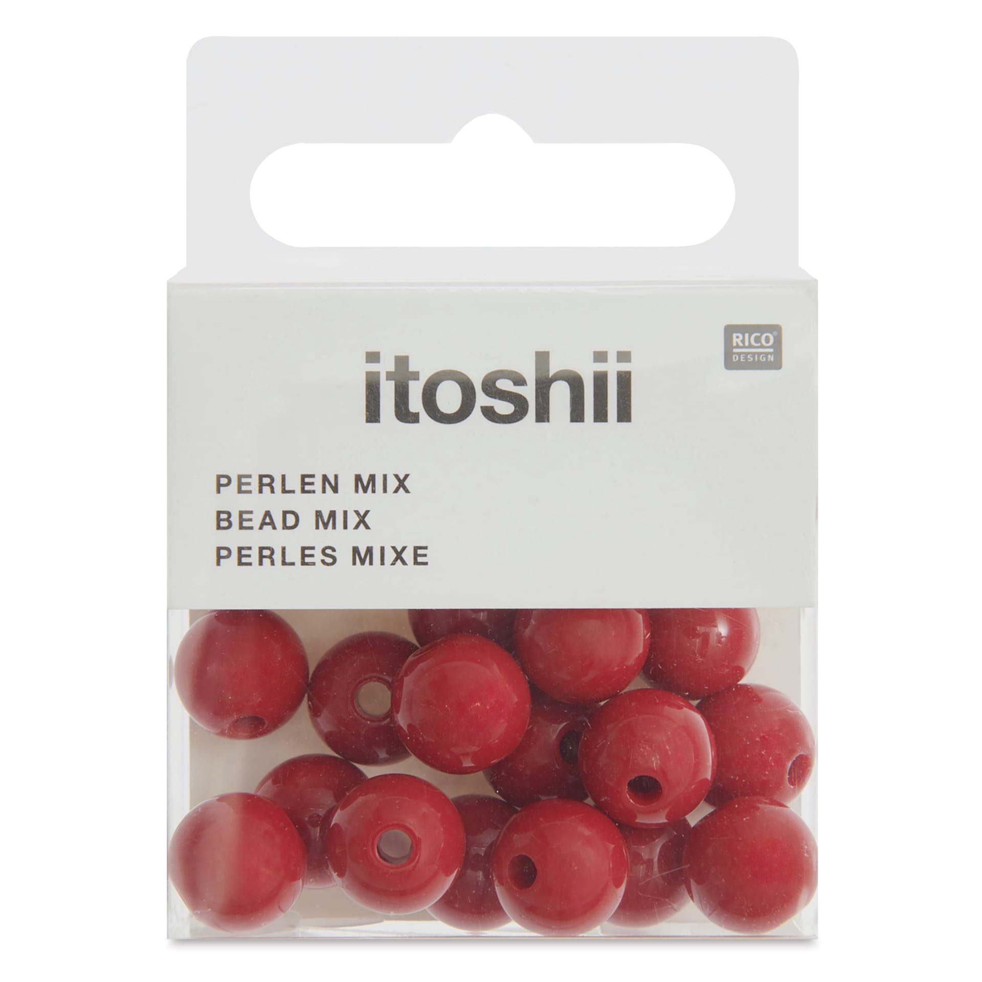 Rico Design Itoshii Plastic Beads - Pkg of 24, Red, 10 mm Dia.