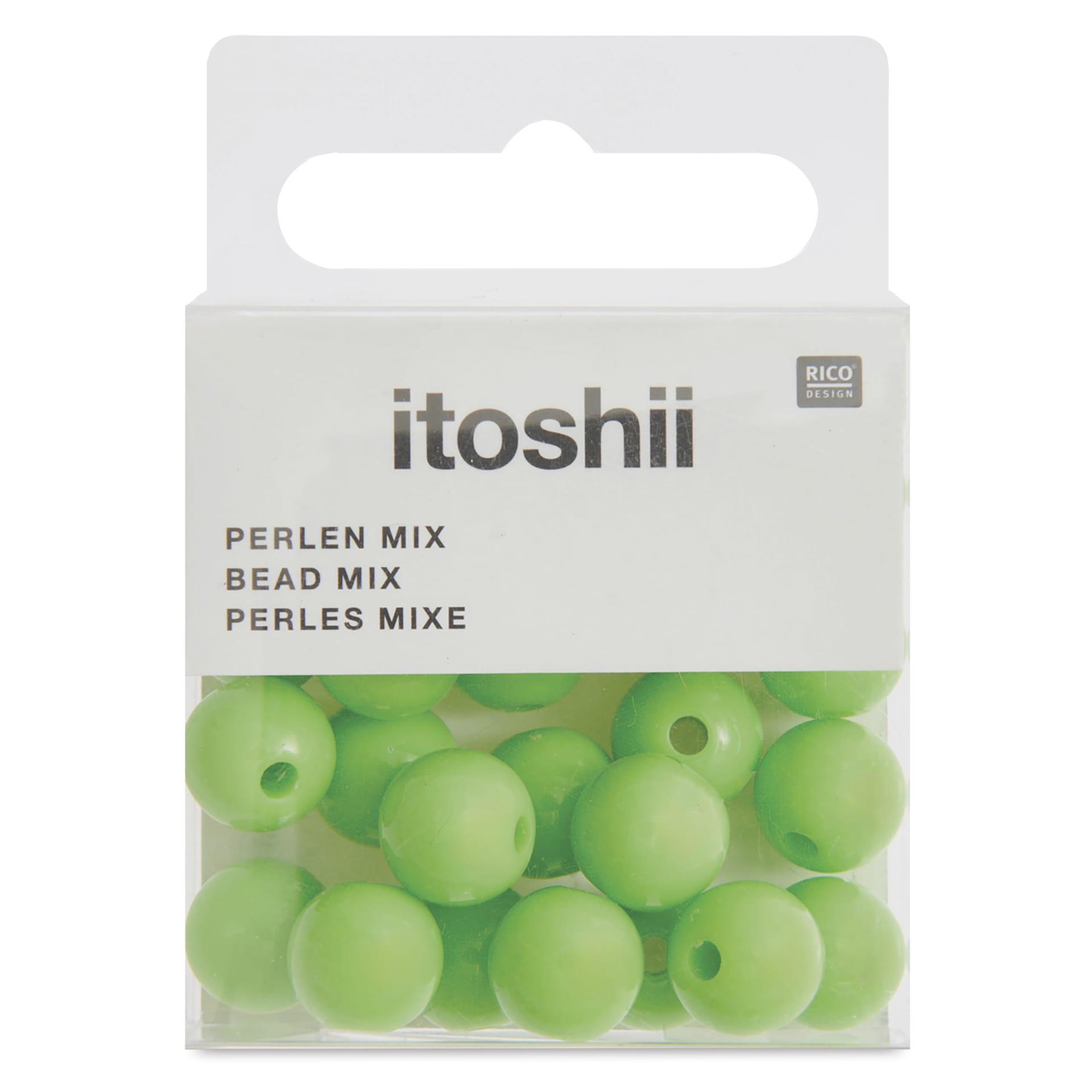 Rico Design Itoshii Plastic Beads - Pkg of 24, Green, 10 mm Dia.