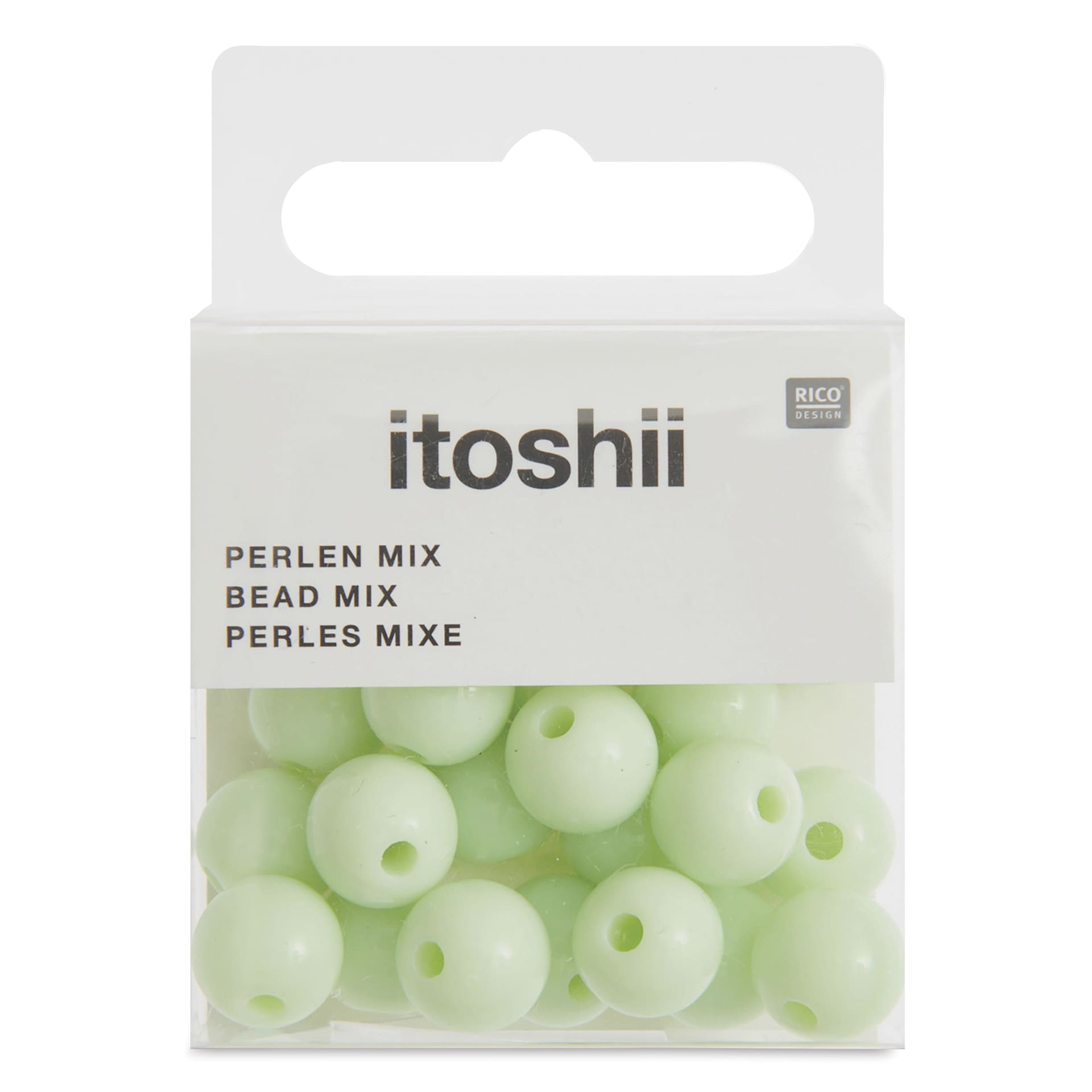 Rico Design Itoshii Plastic Beads - Pkg of 24, Light Green, 10 mm Dia.
