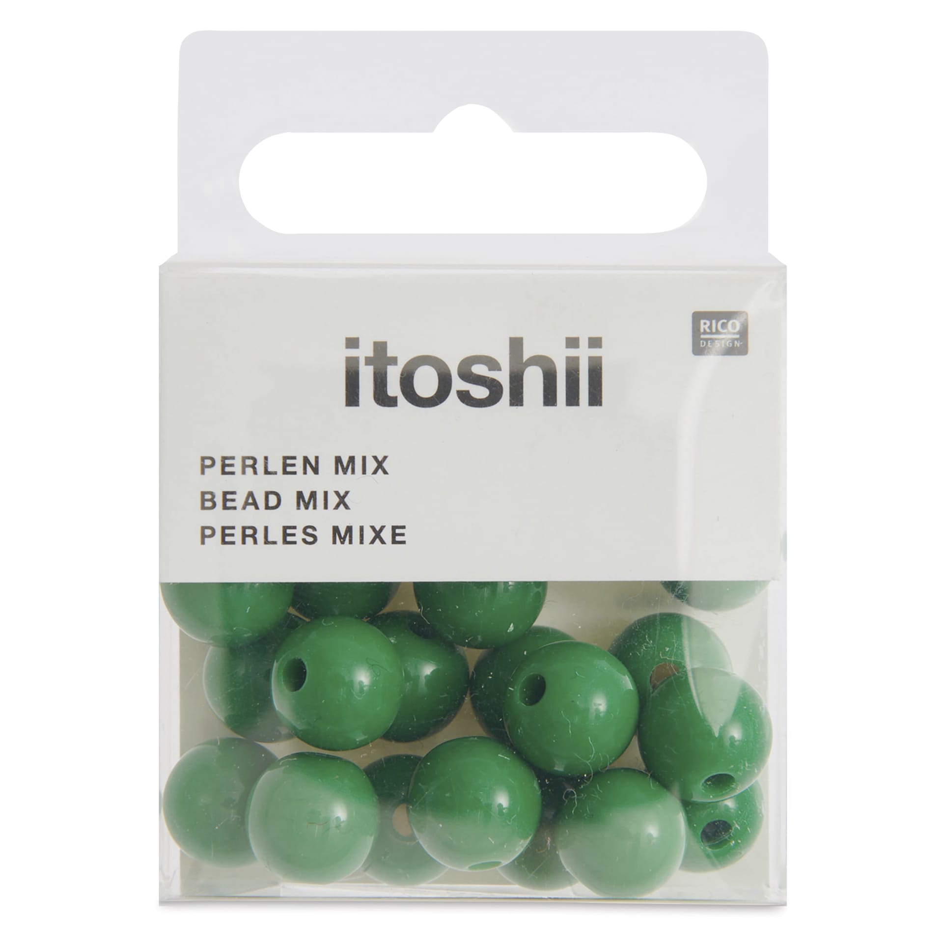 Rico Design Itoshii Plastic Beads - Pkg of 24, Dark Green, 10 mm Dia.
