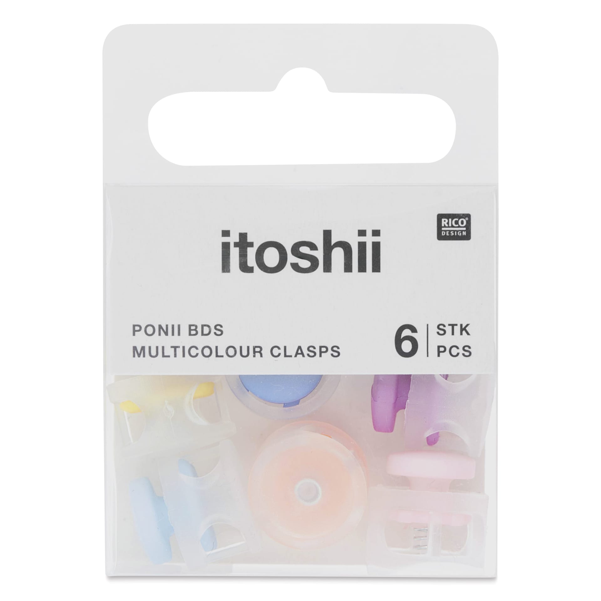 Rico Design Itoshii Clasps - Multicolor, Set of 6 - front of packaging