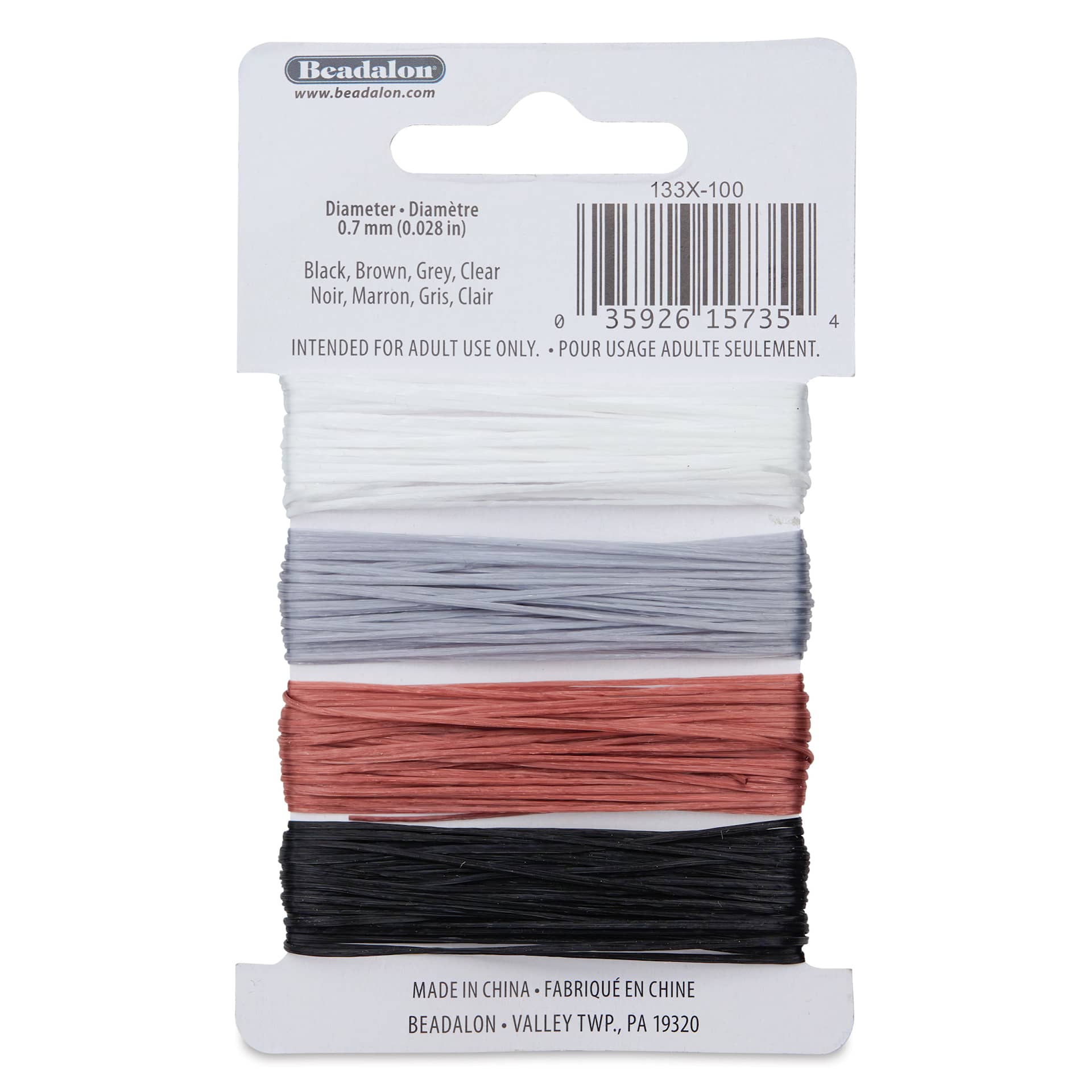Beadalon Elonga Multi-Strand Elastic Cord - Card 1, Set of 4, Assorted Colors, 5 m, 0.7 mm Dia.