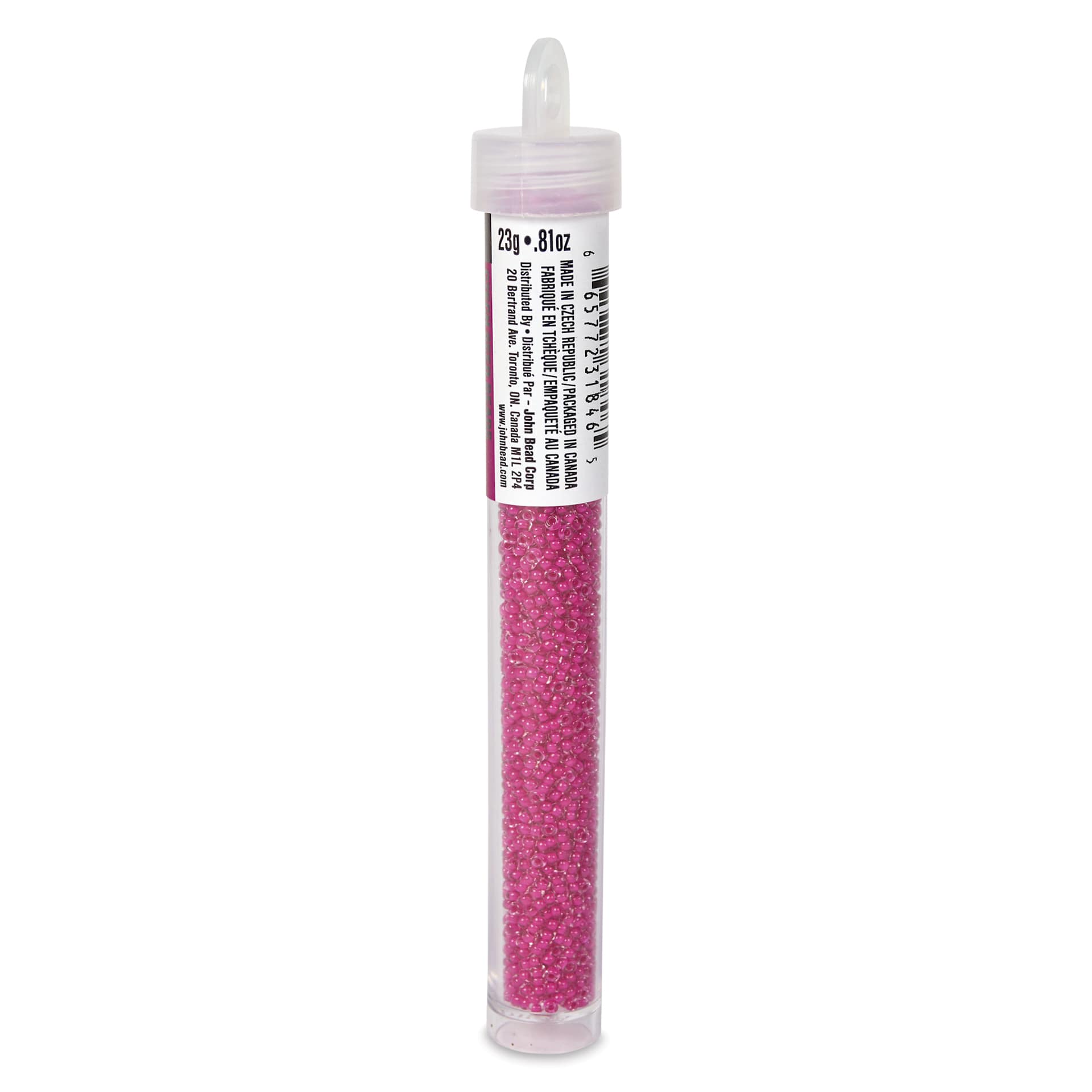 John Bead Terra Intensive Lining Czech Glass Seed Beads - 11/0, Pink, 23 g - side