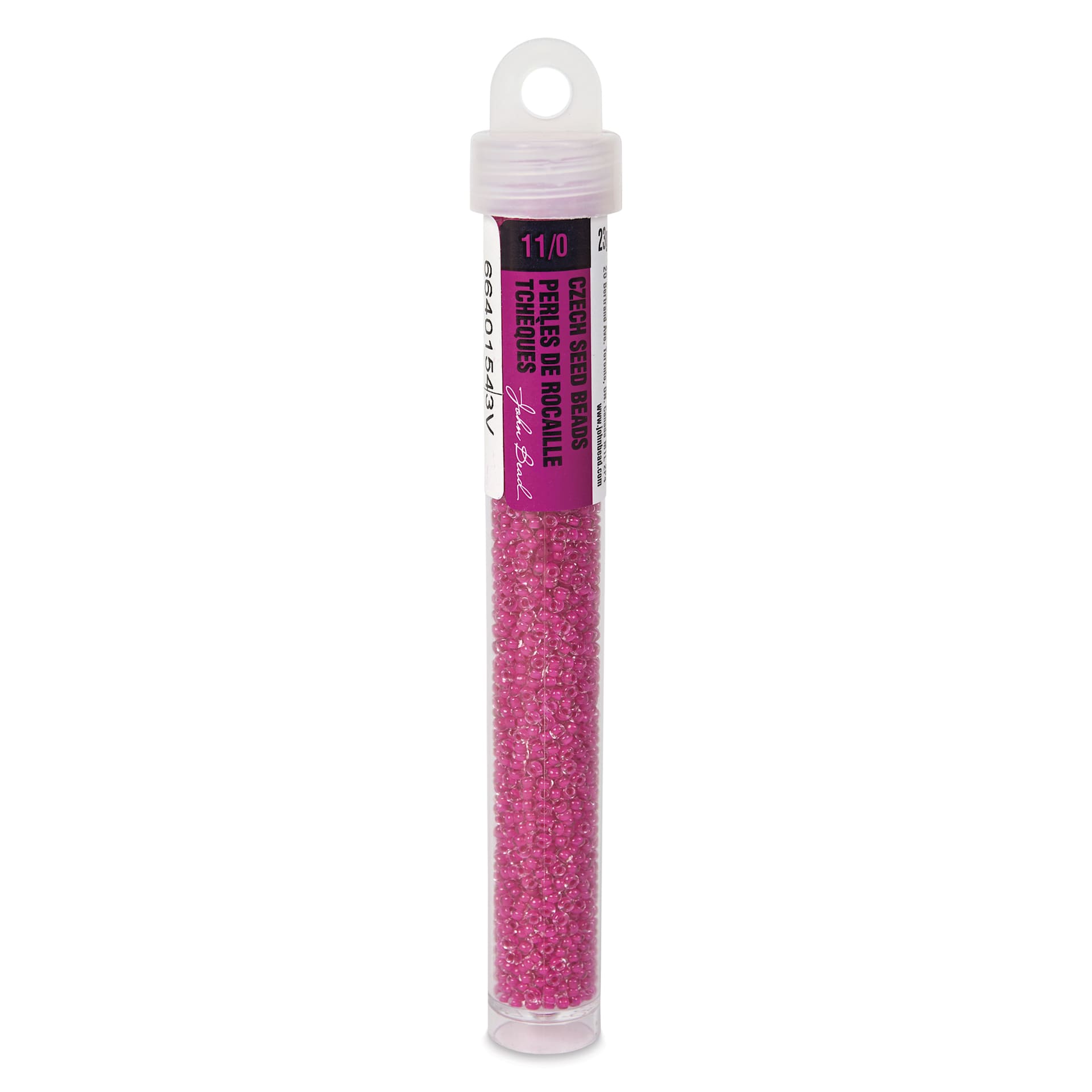John Bead Terra Intensive Lining Czech Glass Seed Beads - 11/0, Pink, 23 g - front