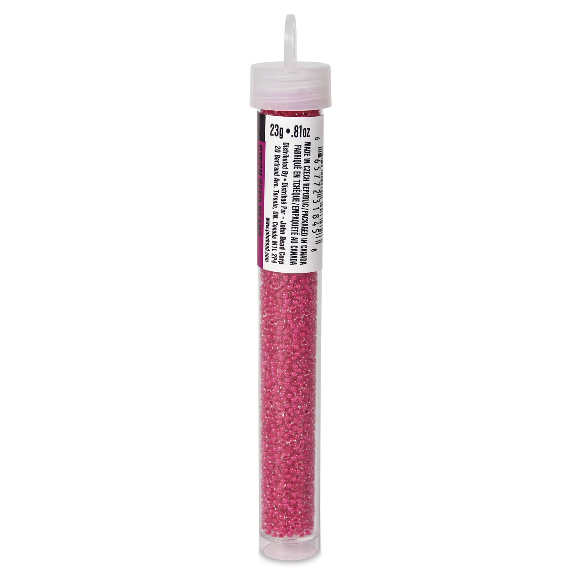 John Bead Terra Intensive Lining Czech Glass Seed Beads - 11/0, Rose, 23 g - side